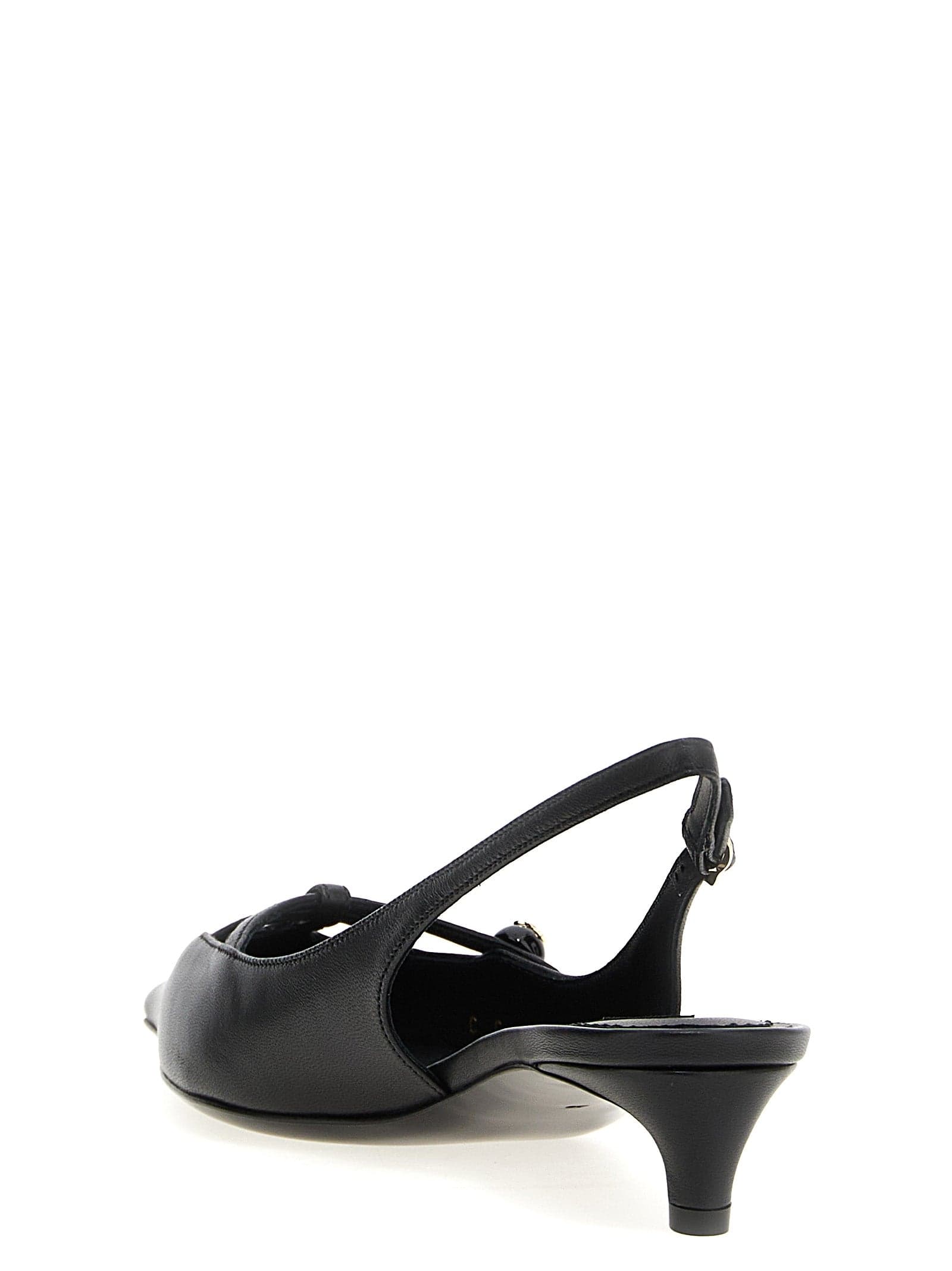 Dolce & Gabbana Black Lamb Leather Mid Heel Pumps - 3