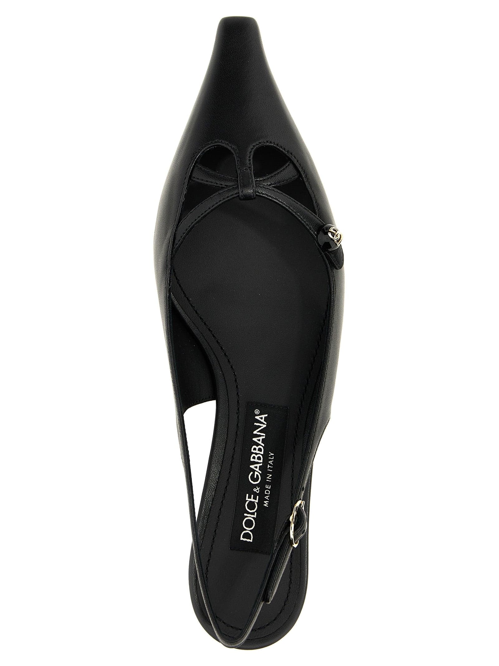 Dolce & Gabbana Black Lamb Leather Mid Heel Pumps - 4