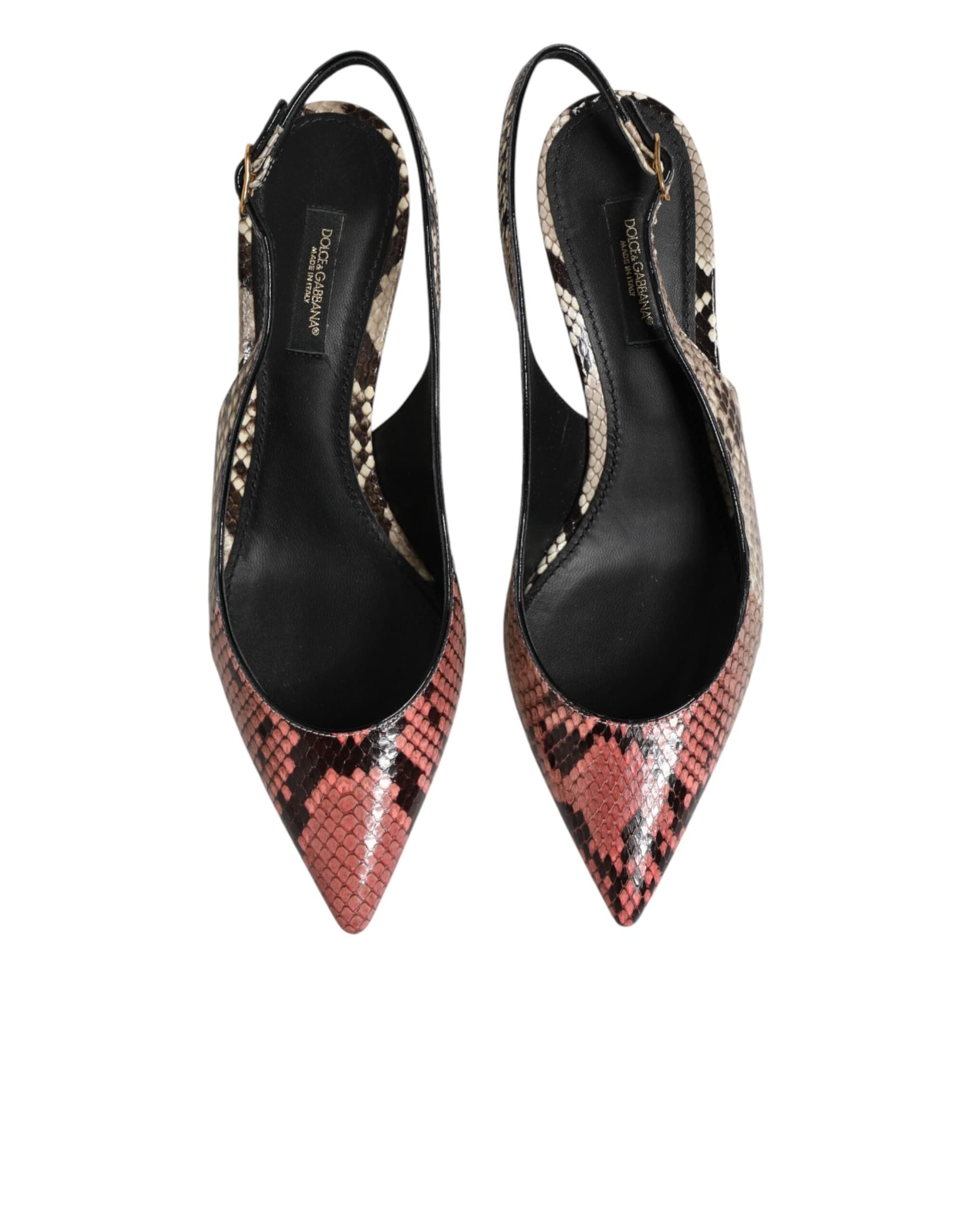 Dolce & Gabbana Multicolor Leather Heels Slingback Shoes - 3