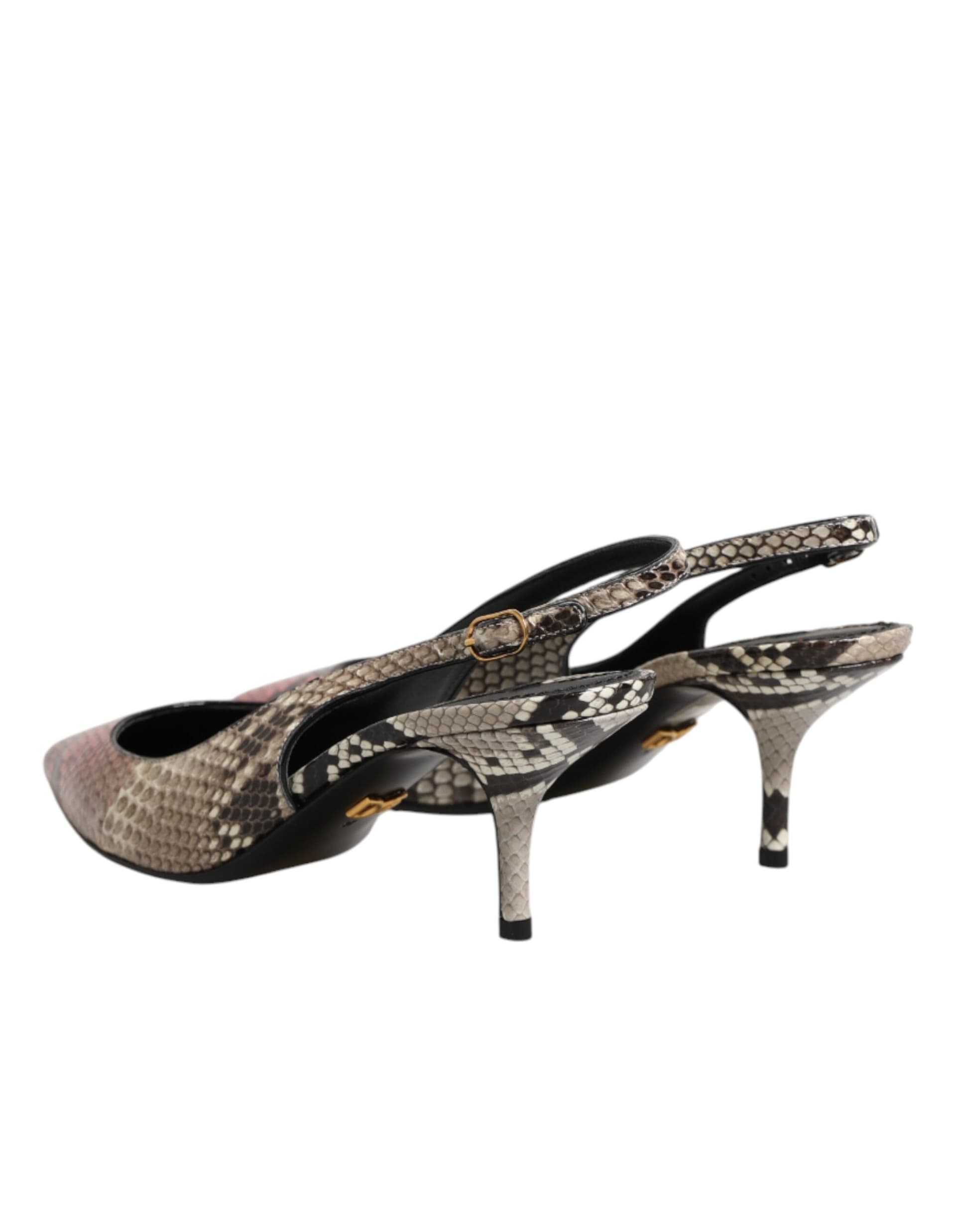 Dolce & Gabbana Multicolor Leather Heels Slingback Shoes - 5