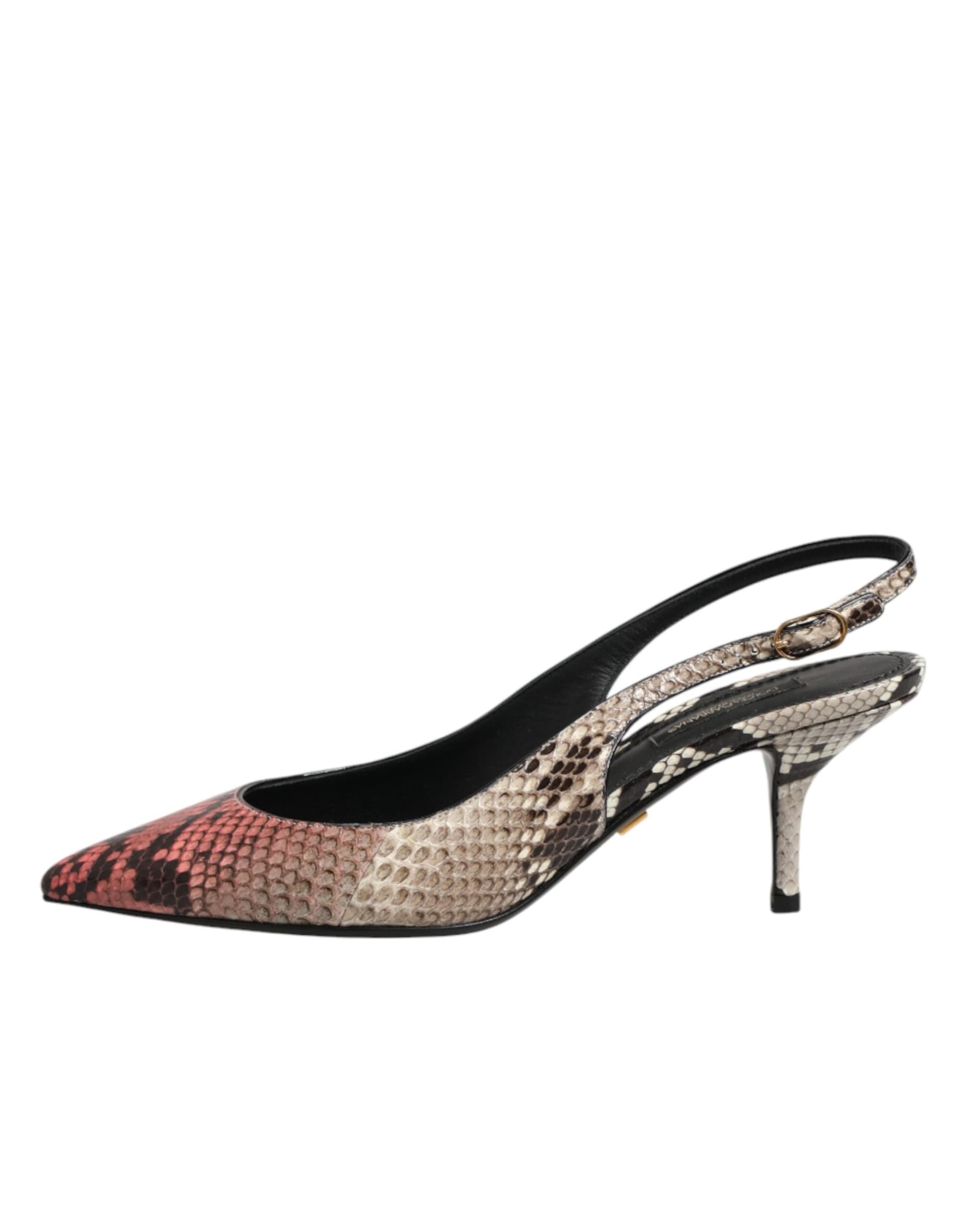 Dolce & Gabbana Multicolor Leather Heels Slingback Shoes - 6