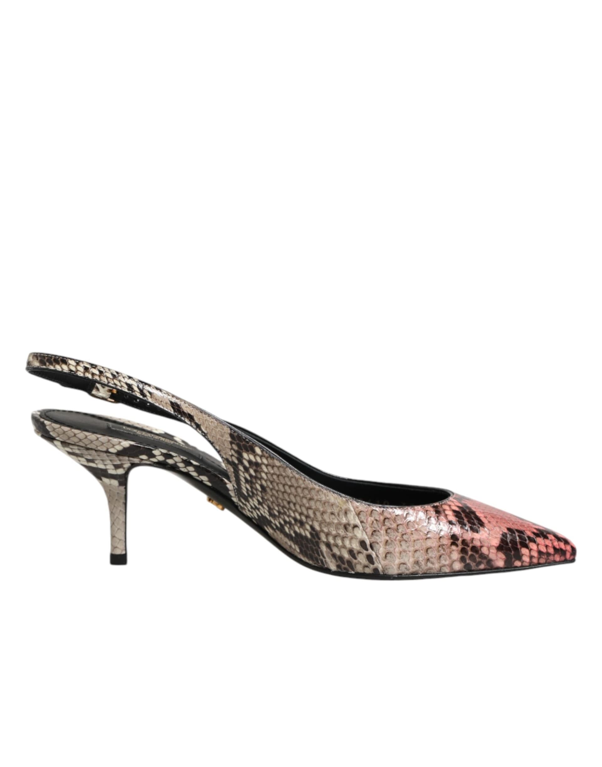 Dolce & Gabbana Multicolor Leather Heels Slingback Shoes - 7