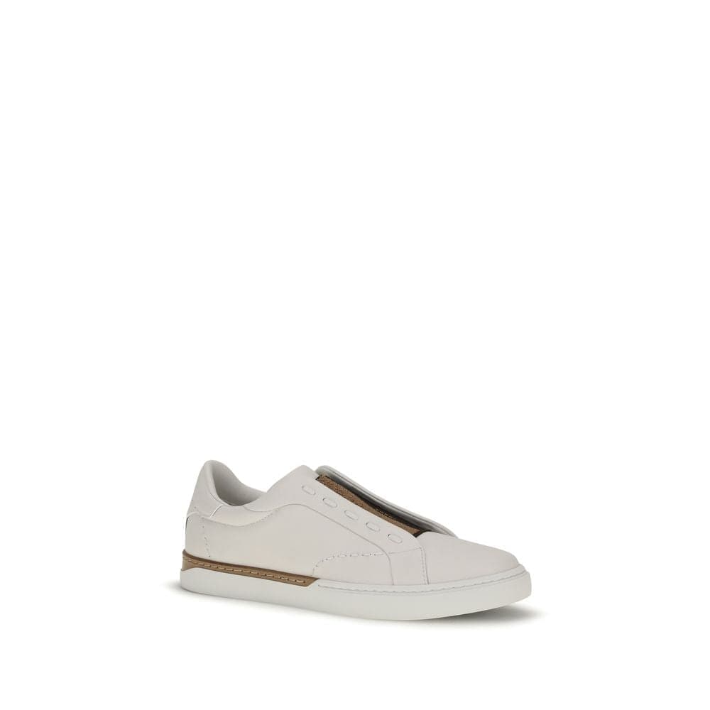 Fendi White Calf Leather Bos Taurus Low Top Sneakers - 2