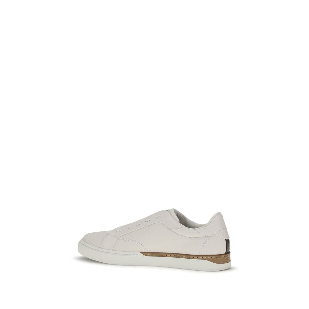 Fendi White Calf Leather Bos Taurus Low Top Sneakers - 3