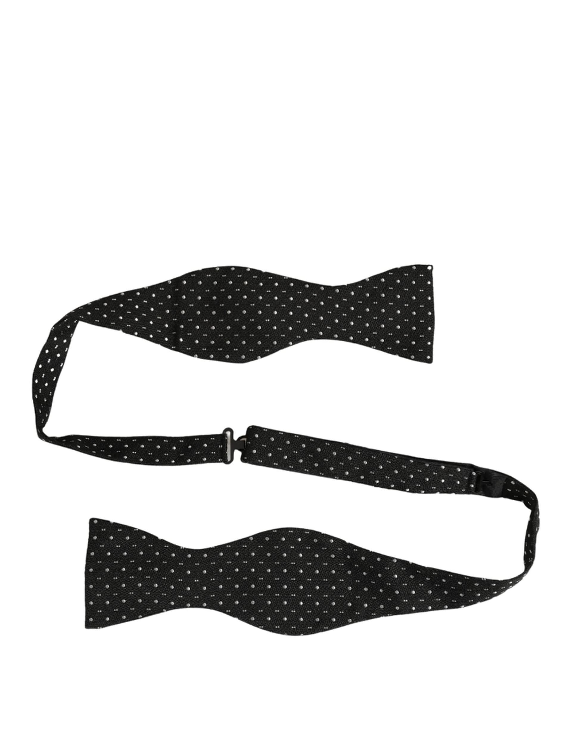 Dolce & Gabbana Black White Polka Dot Adjustable Neck Papillon Bow Tie - 3