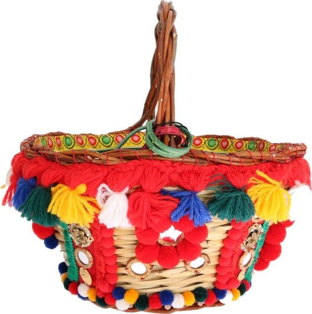 Dolce & Gabbana Multicolor AGNESE Straw Crystal  Pom Pom Bag - 2