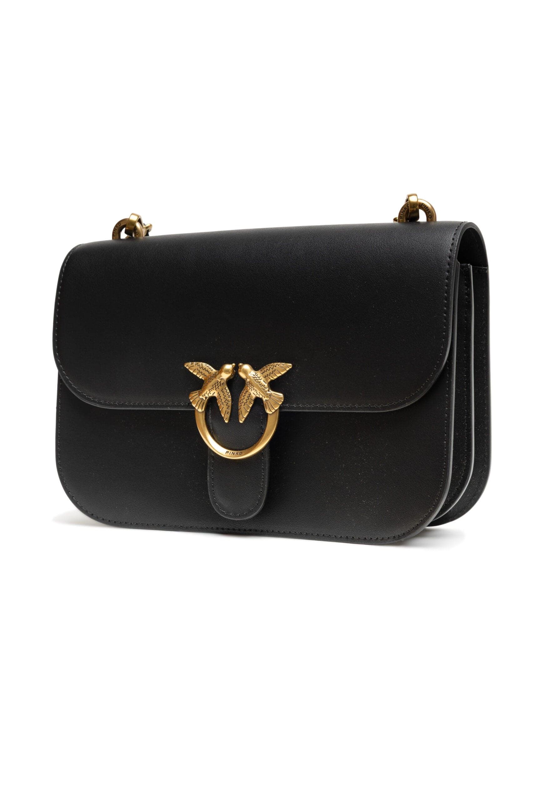 PINKO Black Leather Love Bell Classic Shoulder Bag - 2