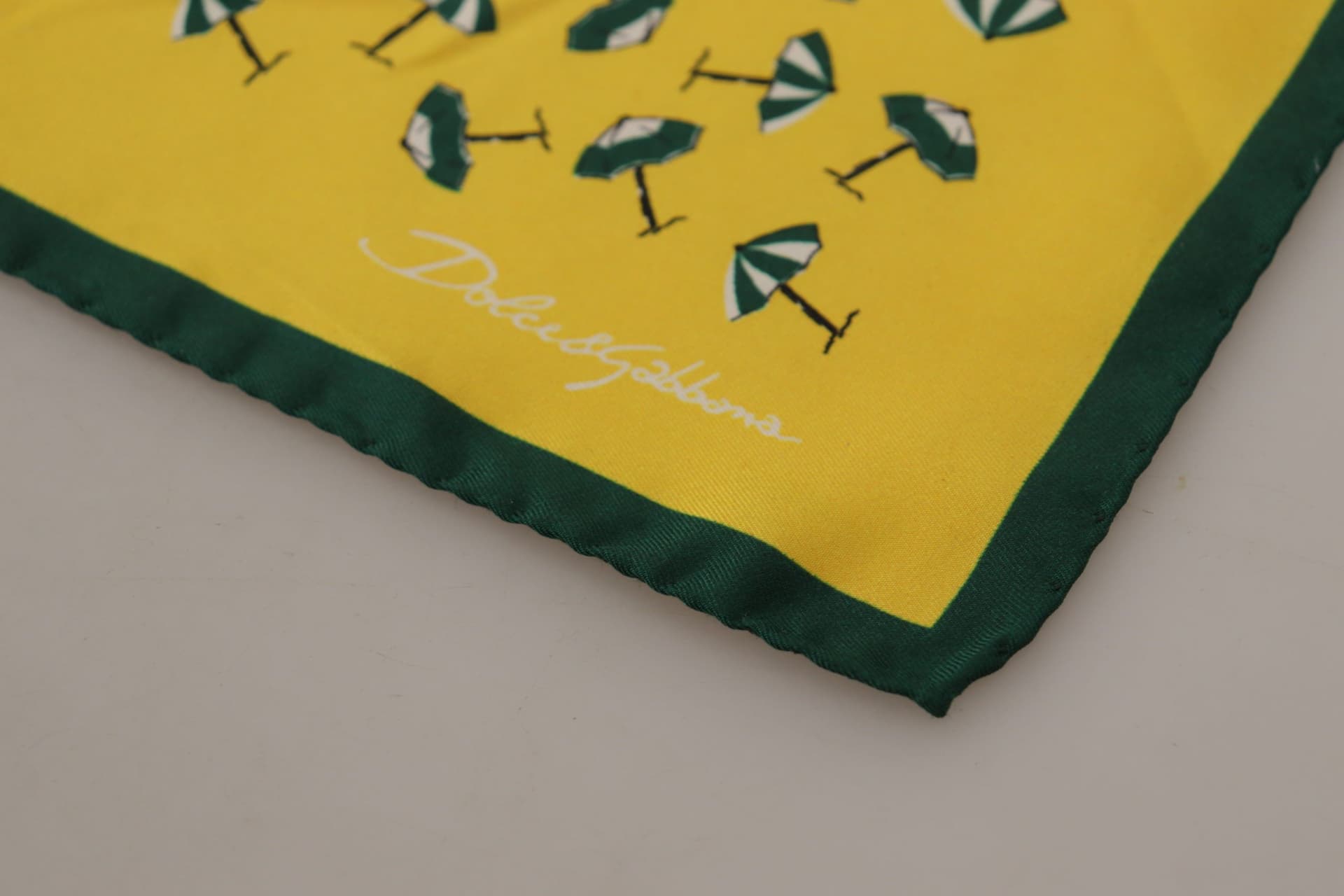 Dolce & Gabbana Yellow Printed DG Logo Square Mens Handkerchief Scarf - 4