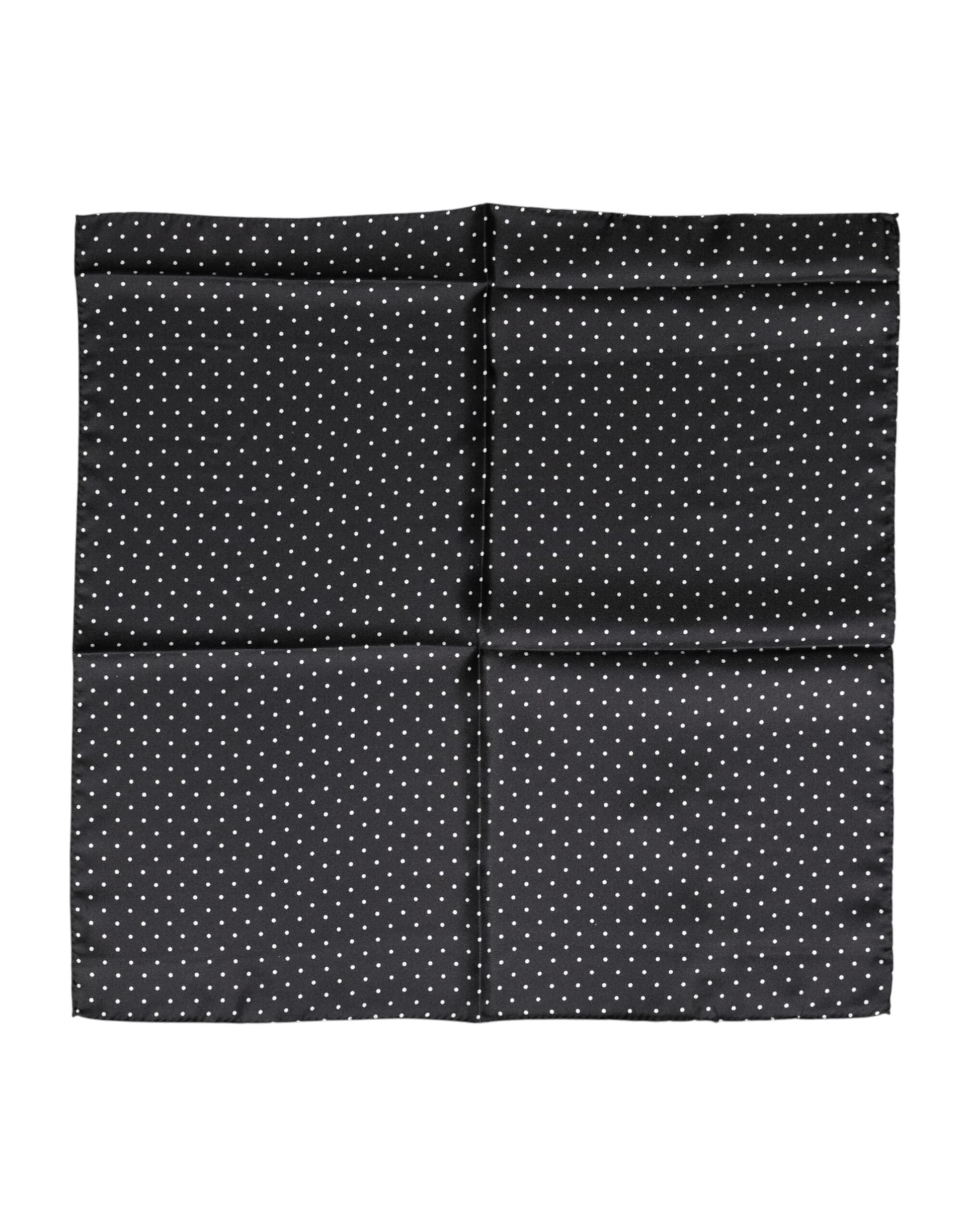 Dolce & Gabbana Black Polka Dot Silk Square Foulard Scarf - 2