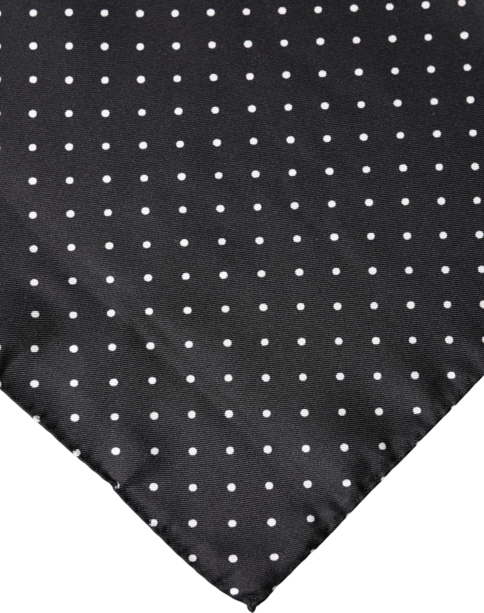 Dolce & Gabbana Black Polka Dot Silk Square Foulard Scarf - 3