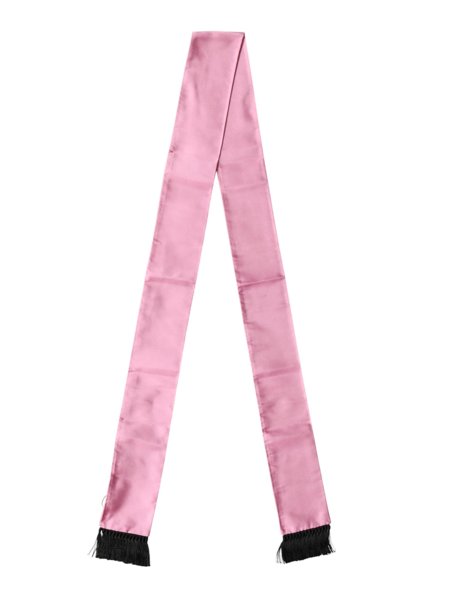 Dolce & Gabbana Pink Silk Fringes Neck Wrap Foulard Scarf - 2