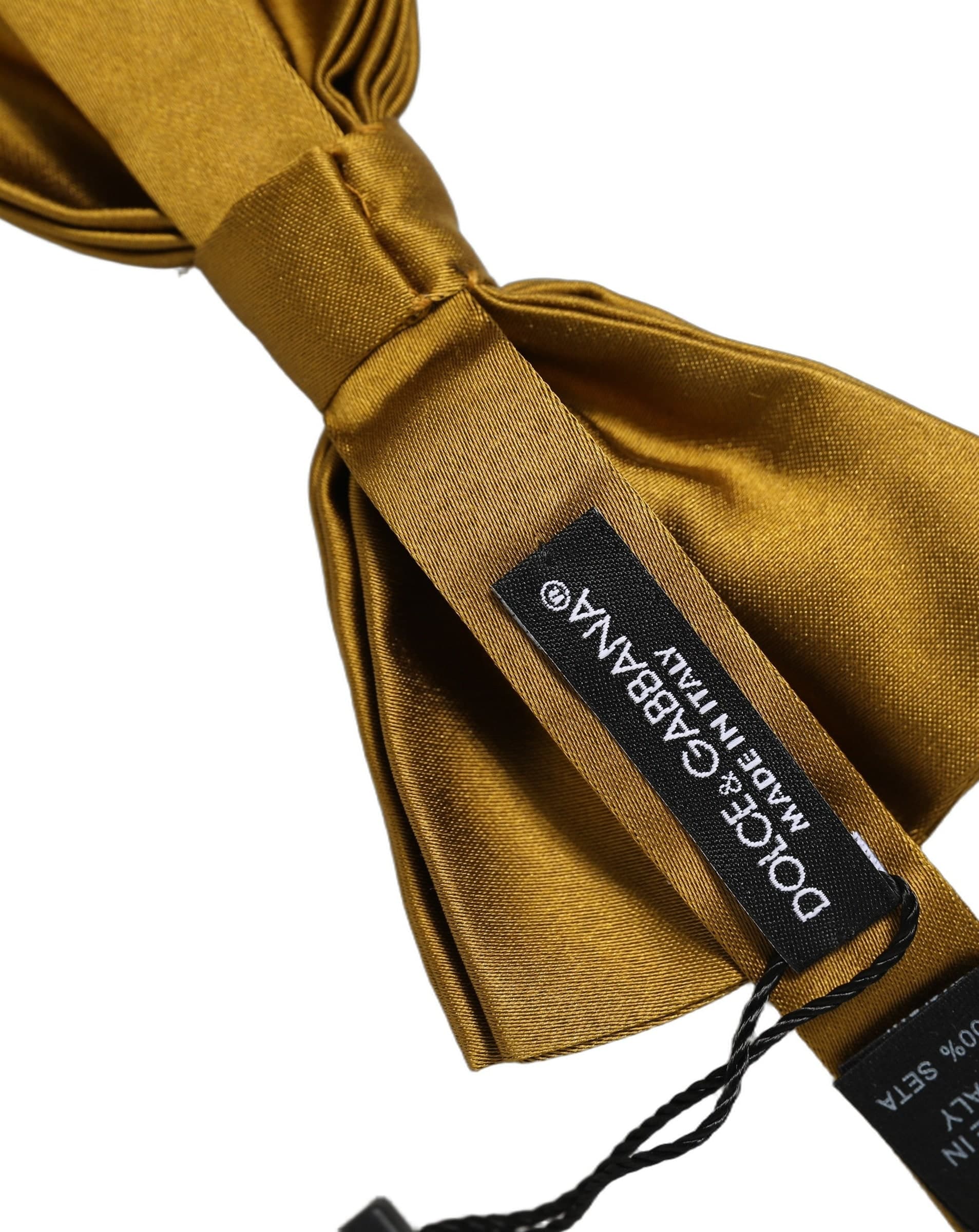 Dolce & Gabbana Men Mustard 100% Silk Adjustable Neck Papillon Bow Tie - 6
