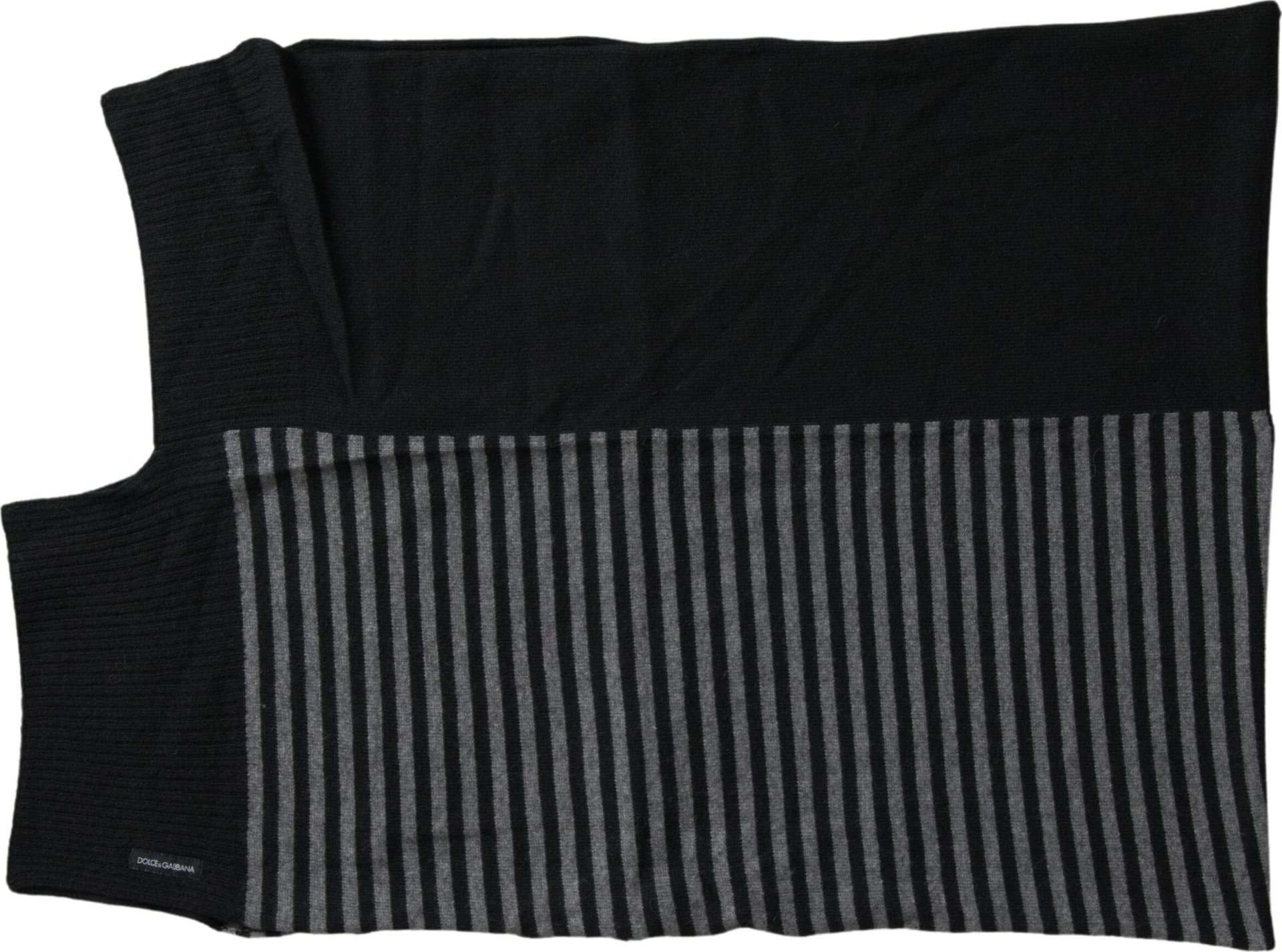 Dolce & Gabbana Black Gray Stripe Wool Neck Wrap Shawl Scarf - 3