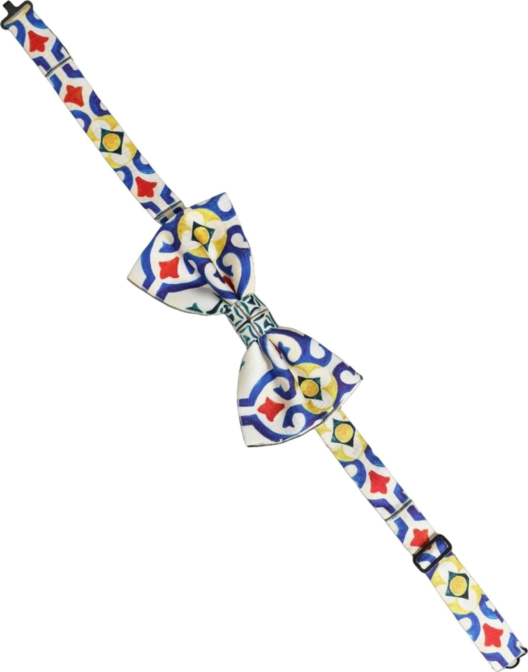 Dolce & Gabbana Men Multicolor Majolica Adjustable Neck Papillon Bow Tie - 2