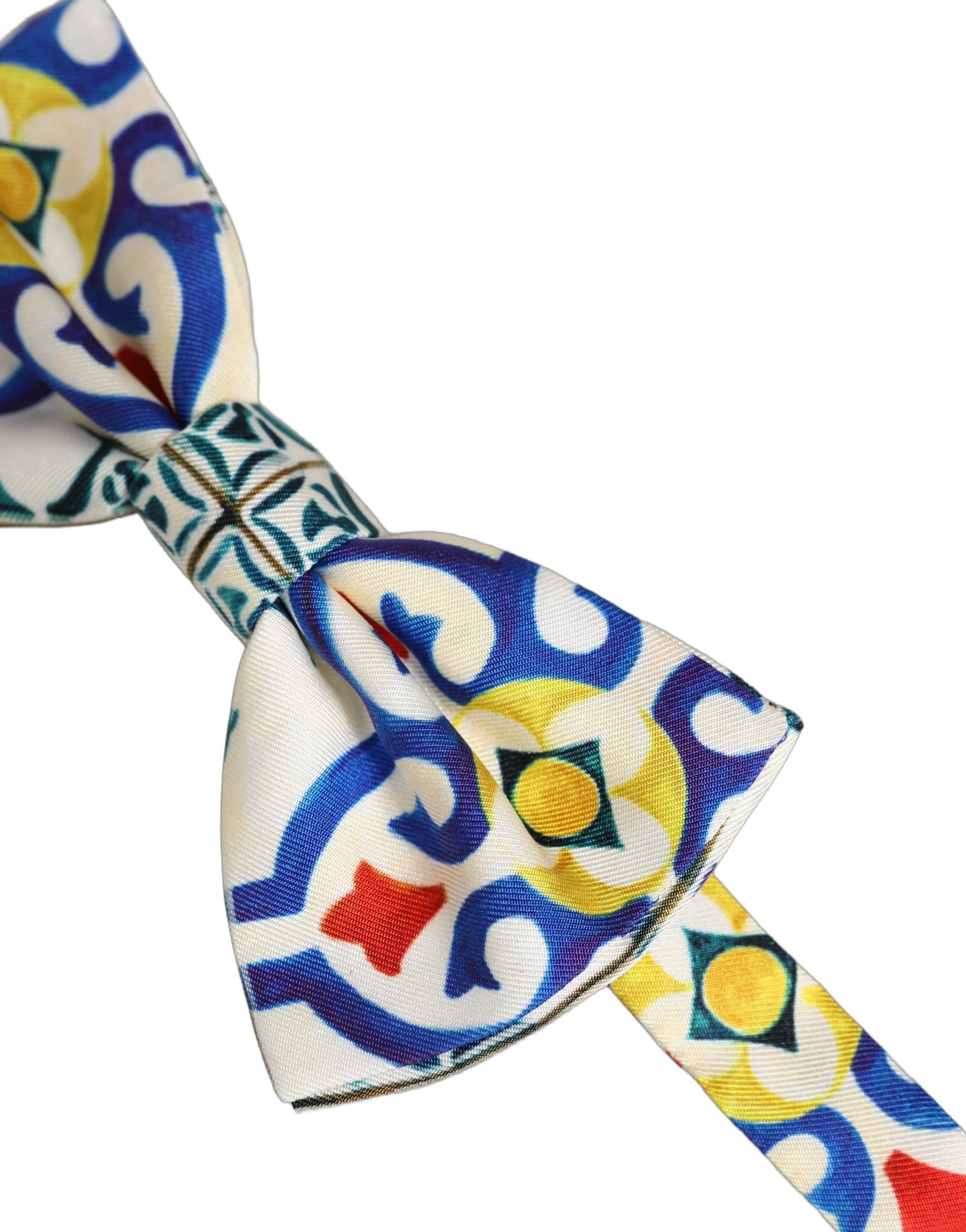 Dolce & Gabbana Men Multicolor Majolica Adjustable Neck Papillon Bow Tie - 3