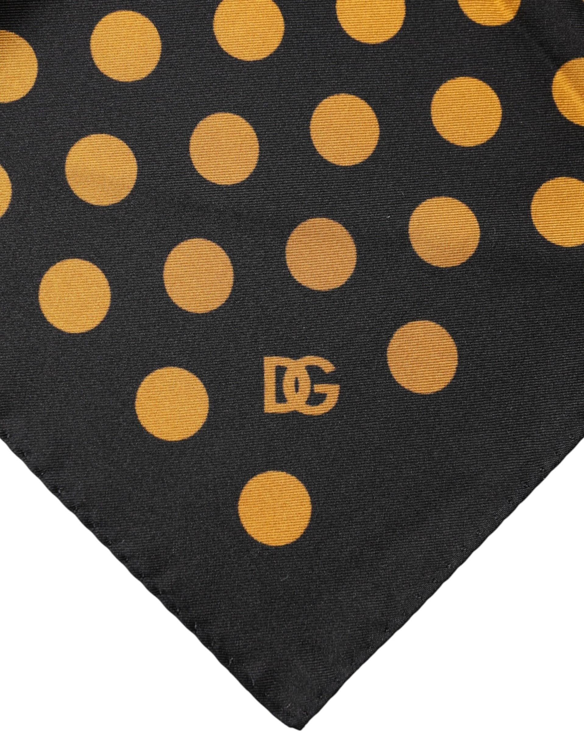 Dolce & Gabbana Black Polka Dot Square Handkerchief Scarf - 4