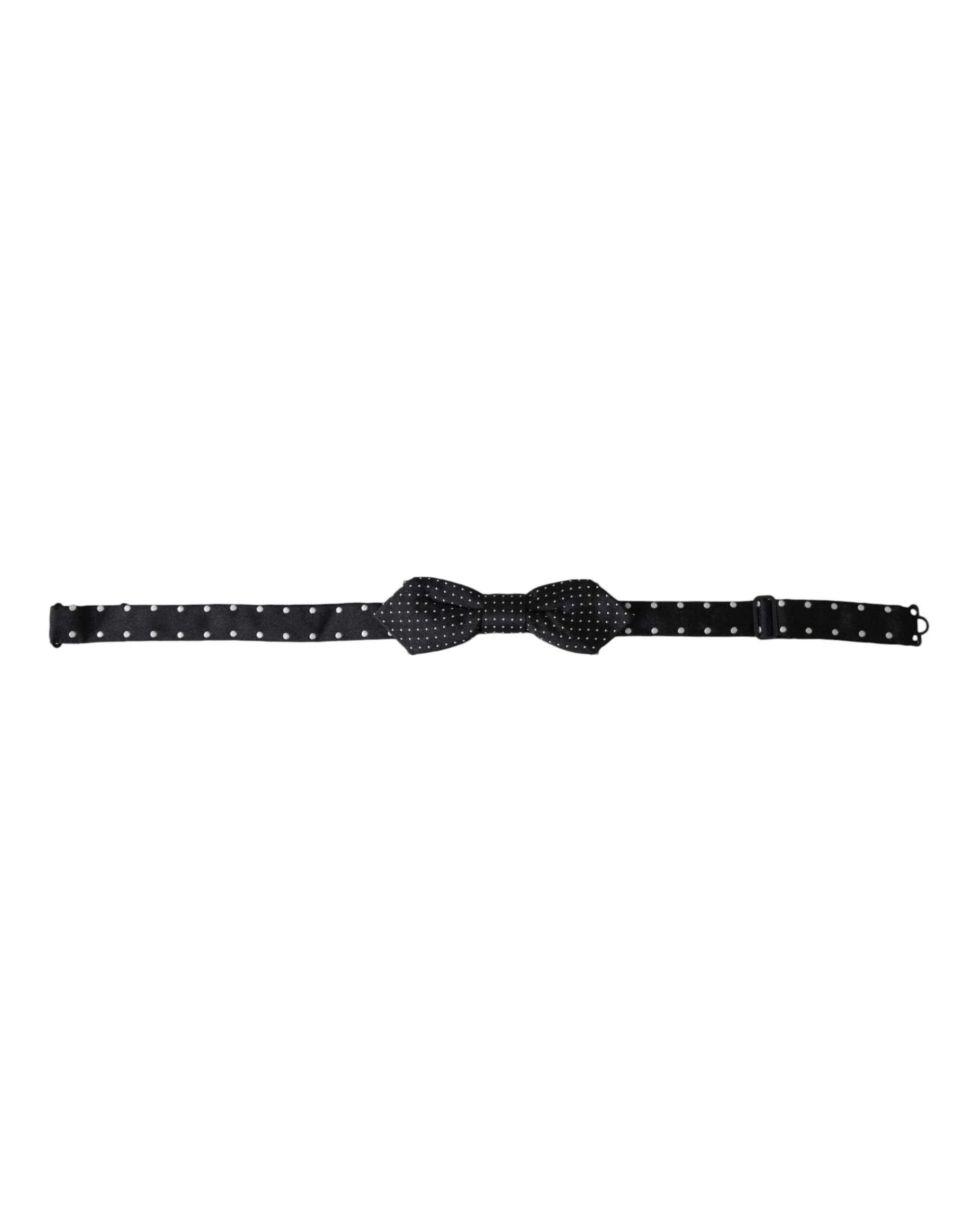 Dolce & Gabbana Black Silk Polka Dot Adjustable Neck Men Papillon Bow Tie - 2
