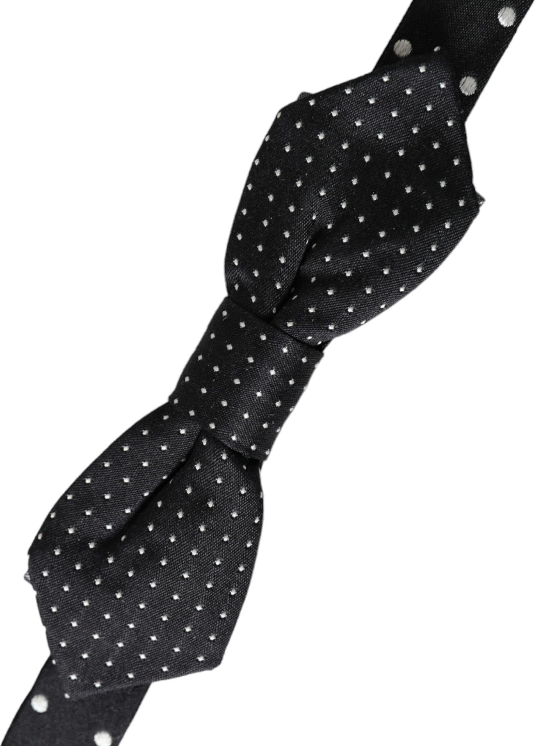 Dolce & Gabbana Black Silk Polka Dot Adjustable Neck Men Papillon Bow Tie - 3