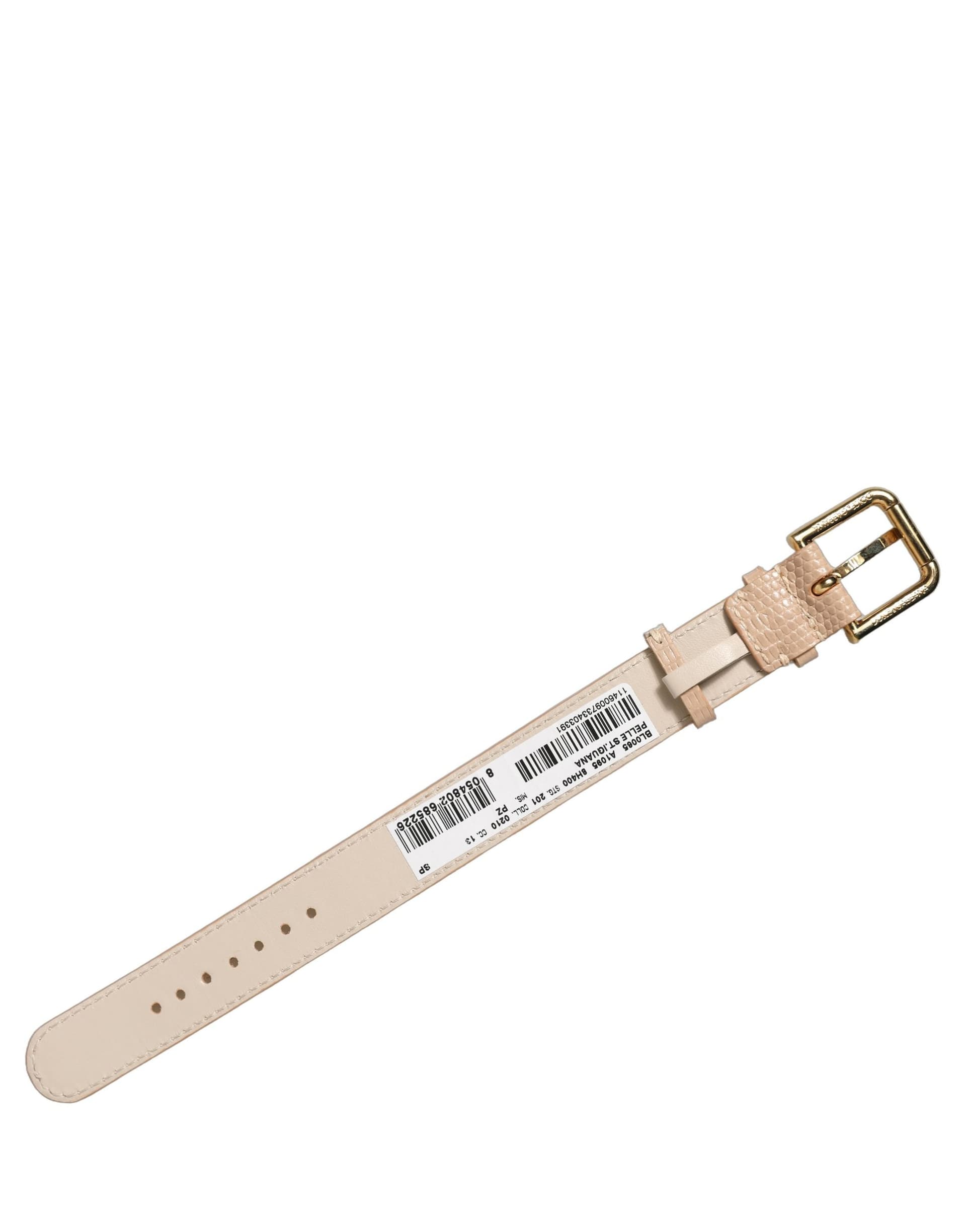Dolce & Gabbana Beige Textured Leather Gold Buckle Belt Strap Bracelet - 4