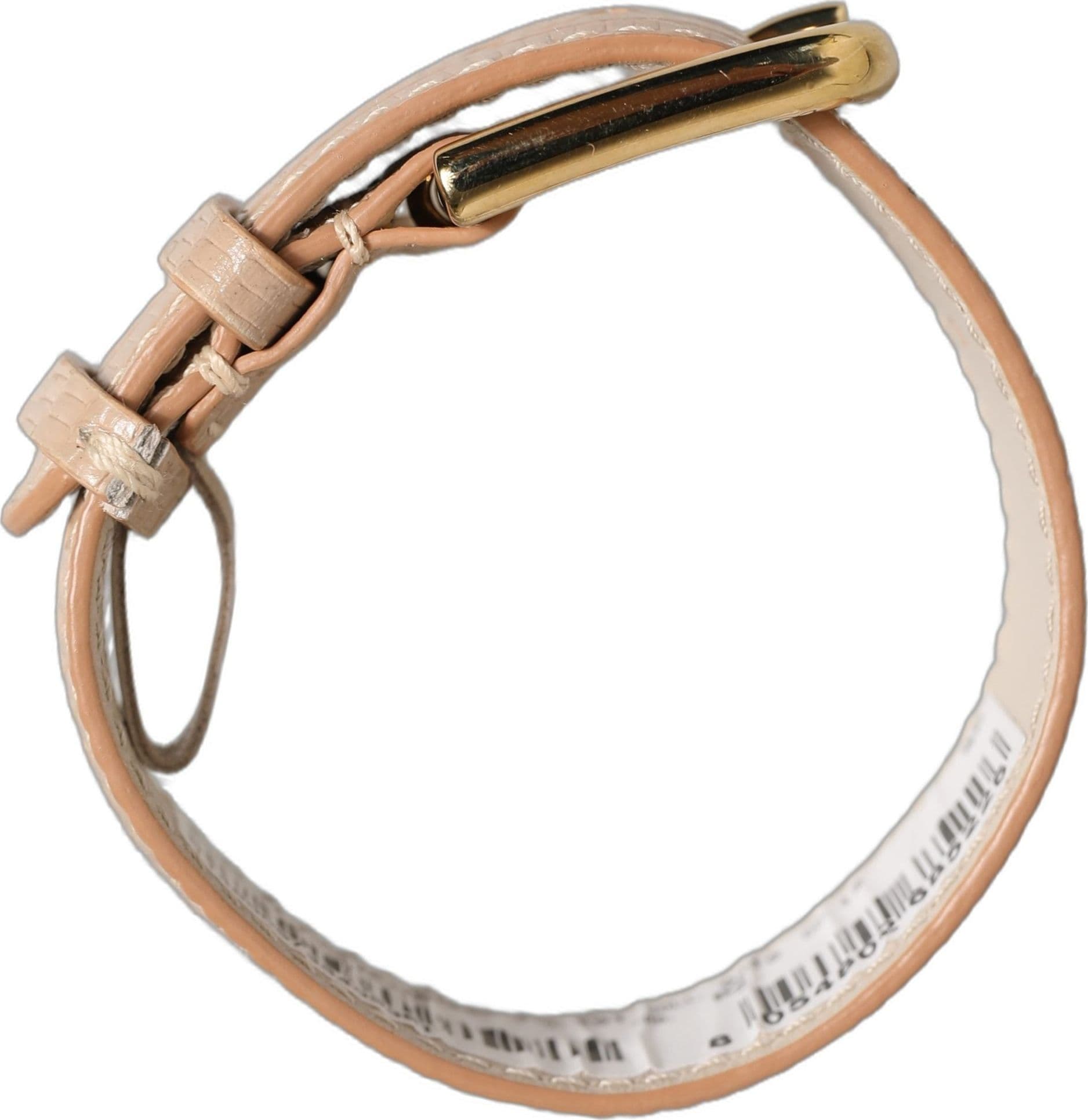 Dolce & Gabbana Beige Textured Leather Gold Buckle Belt Strap Bracelet - 7