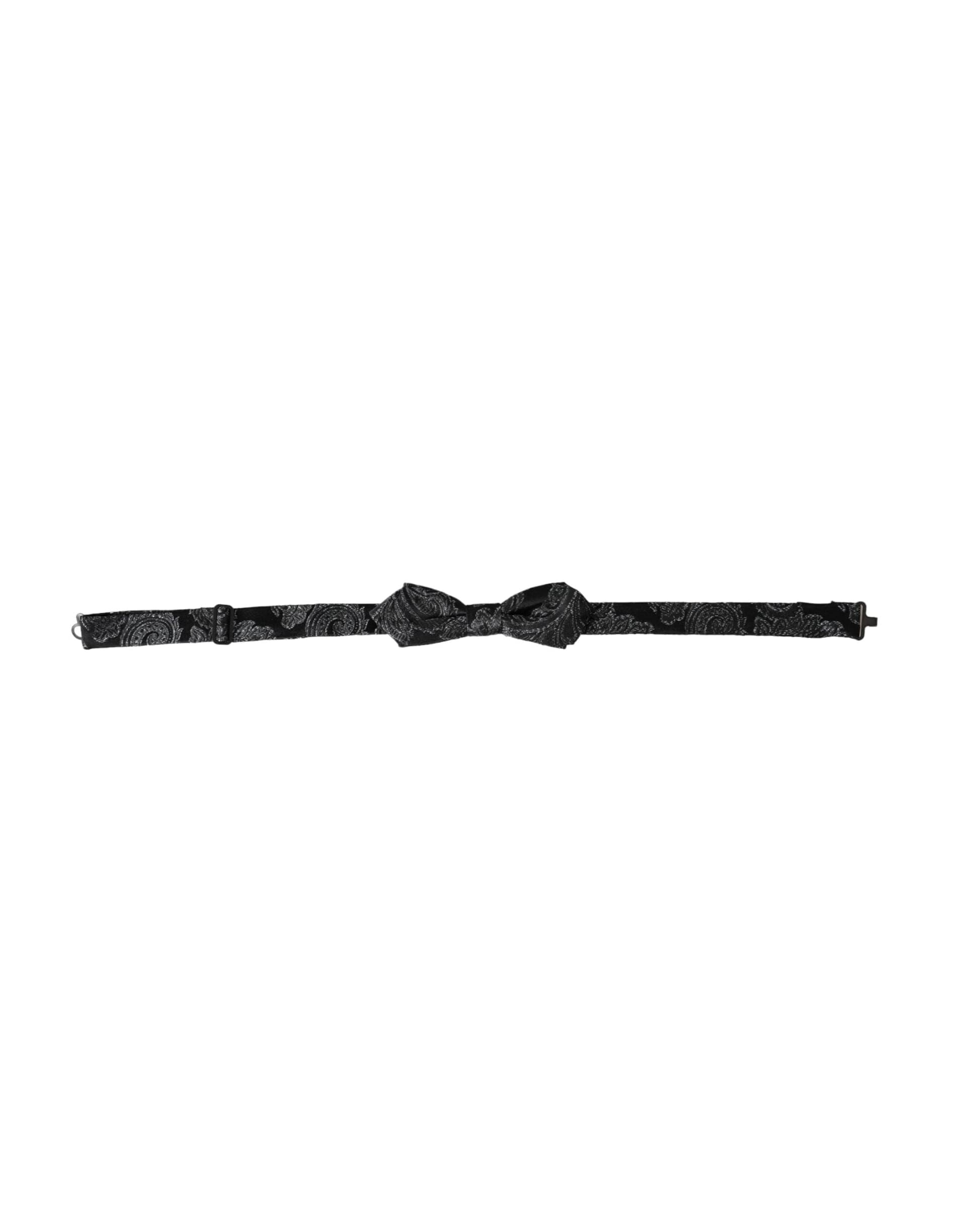 Dolce & Gabbana Black Silk Jacquard Adjustable Neck Men Bow Tie - 2