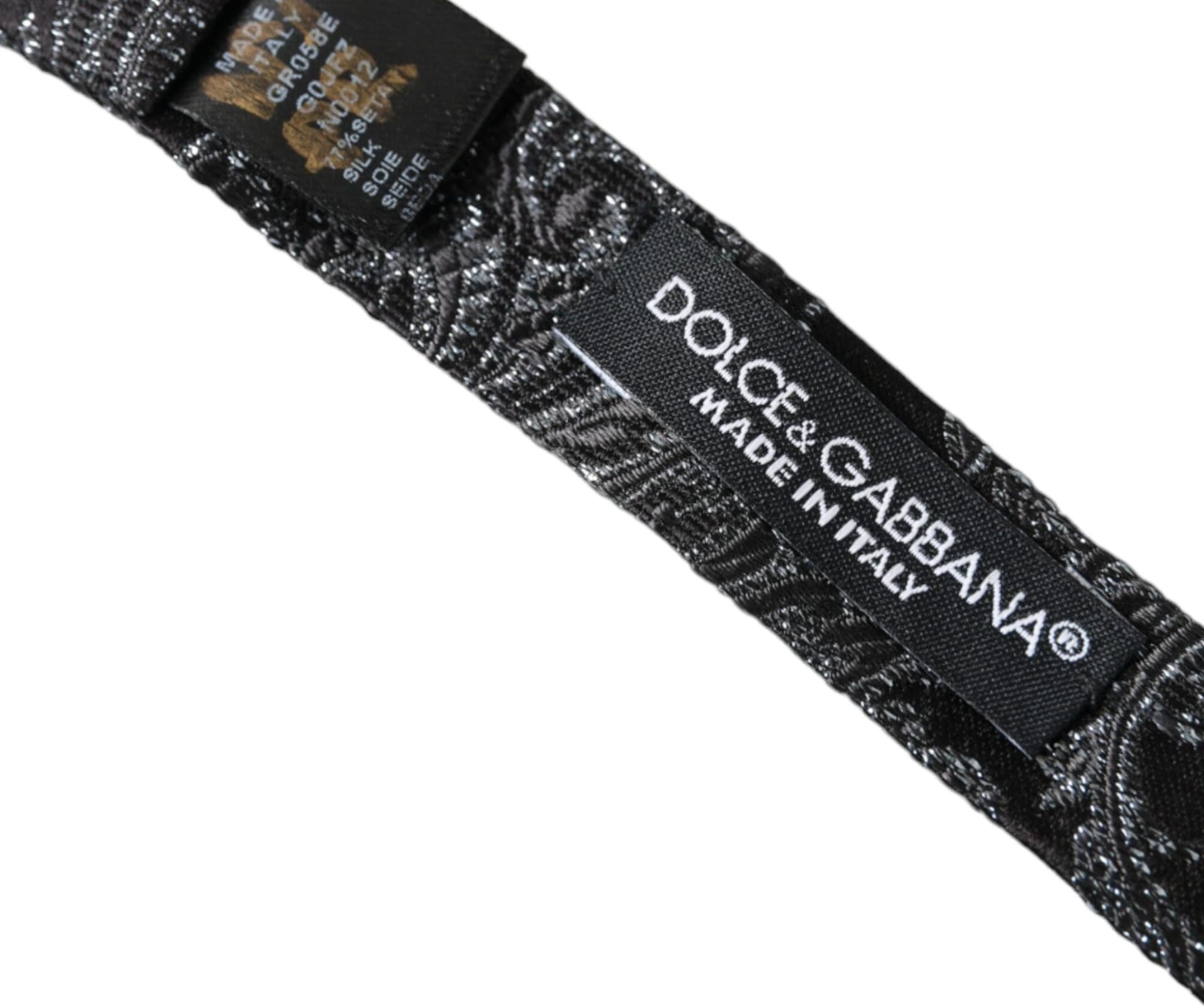 Dolce & Gabbana Black Silk Jacquard Adjustable Neck Men Bow Tie - 6
