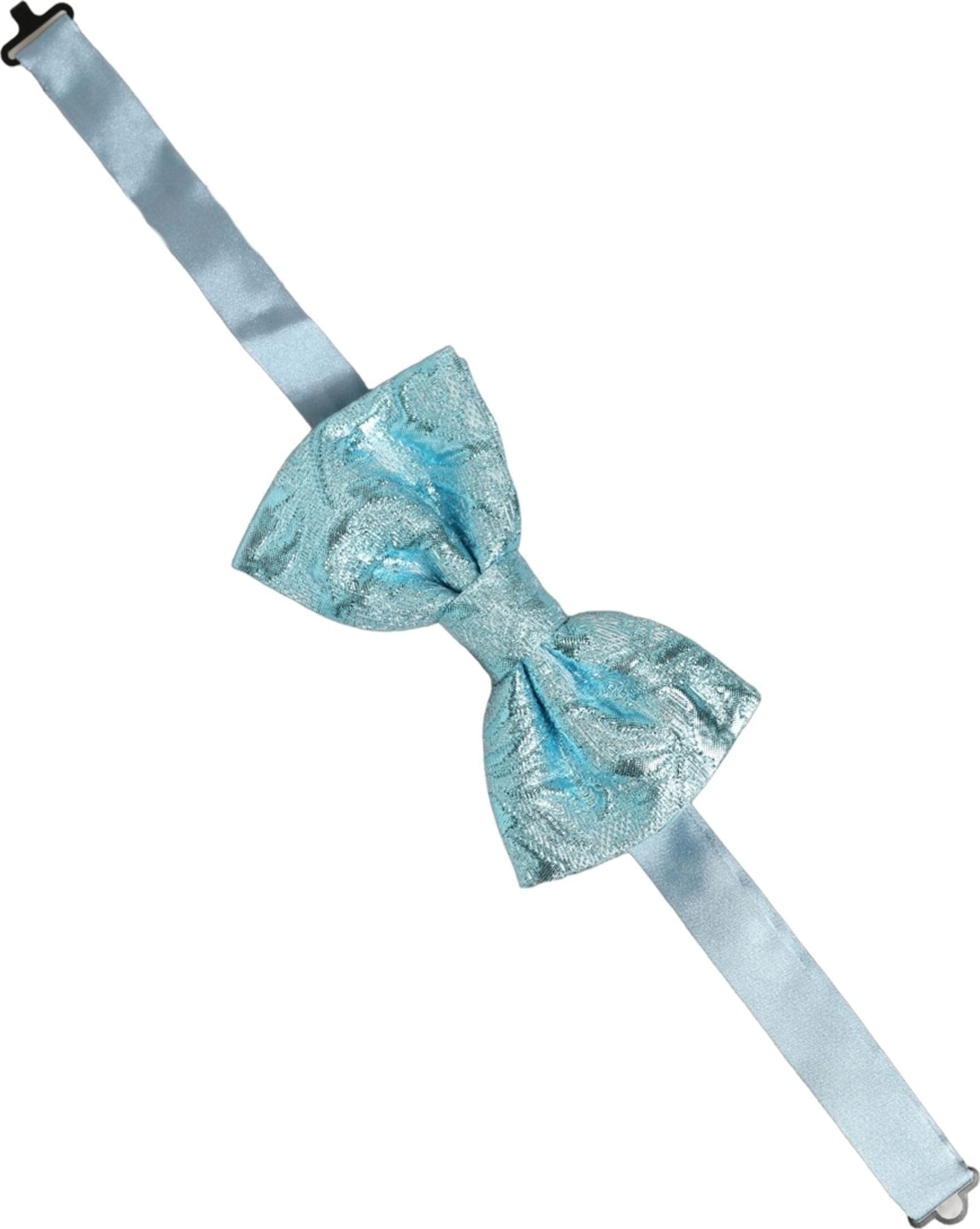 Dolce & Gabbana Light Blue Floral Brocade Adjustable Neck Papillon Bow Tie - 3