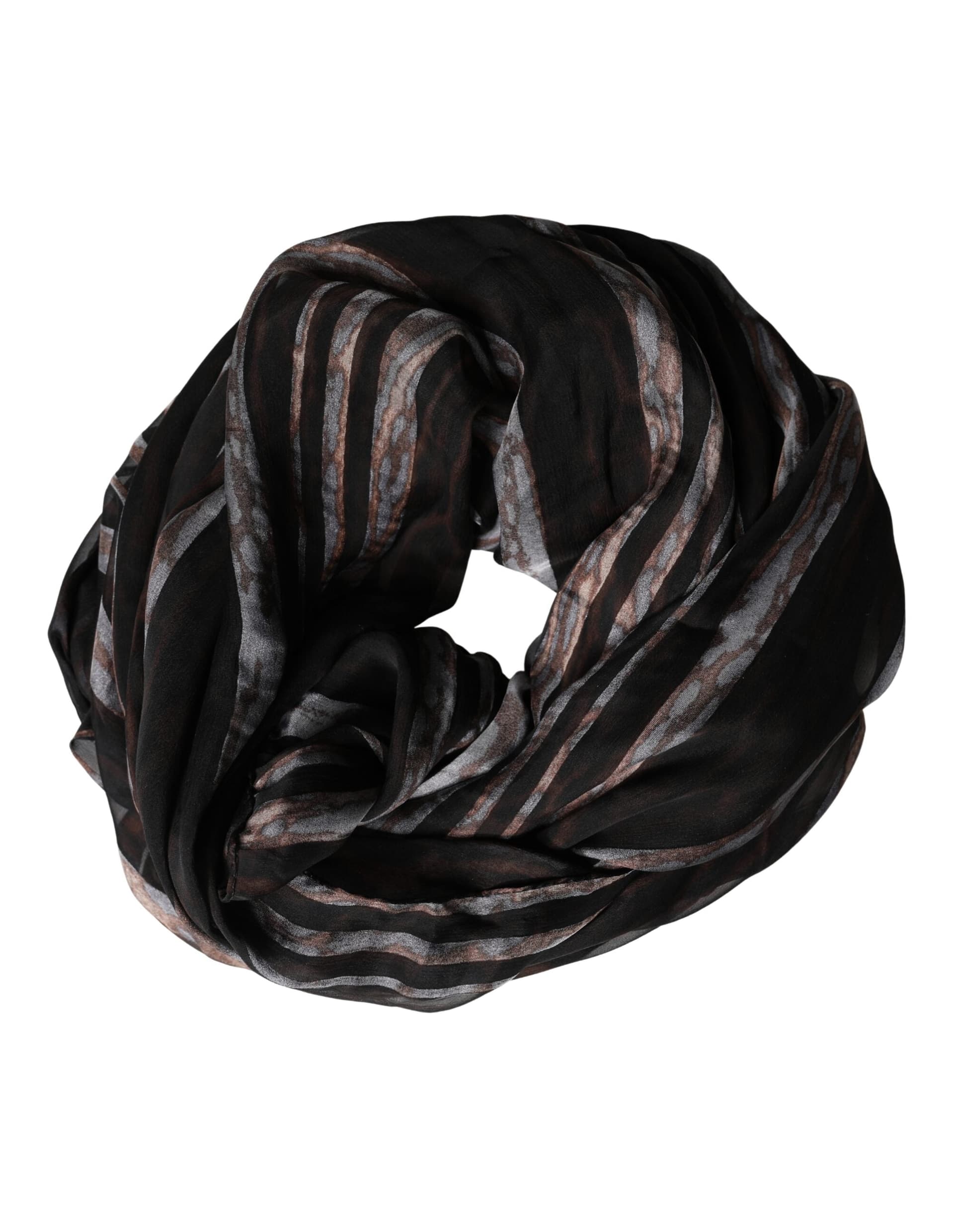 Dolce & Gabbana Black Stripes Silk Wrap Shawl Stole 193cm x 131cm Scarf - 2