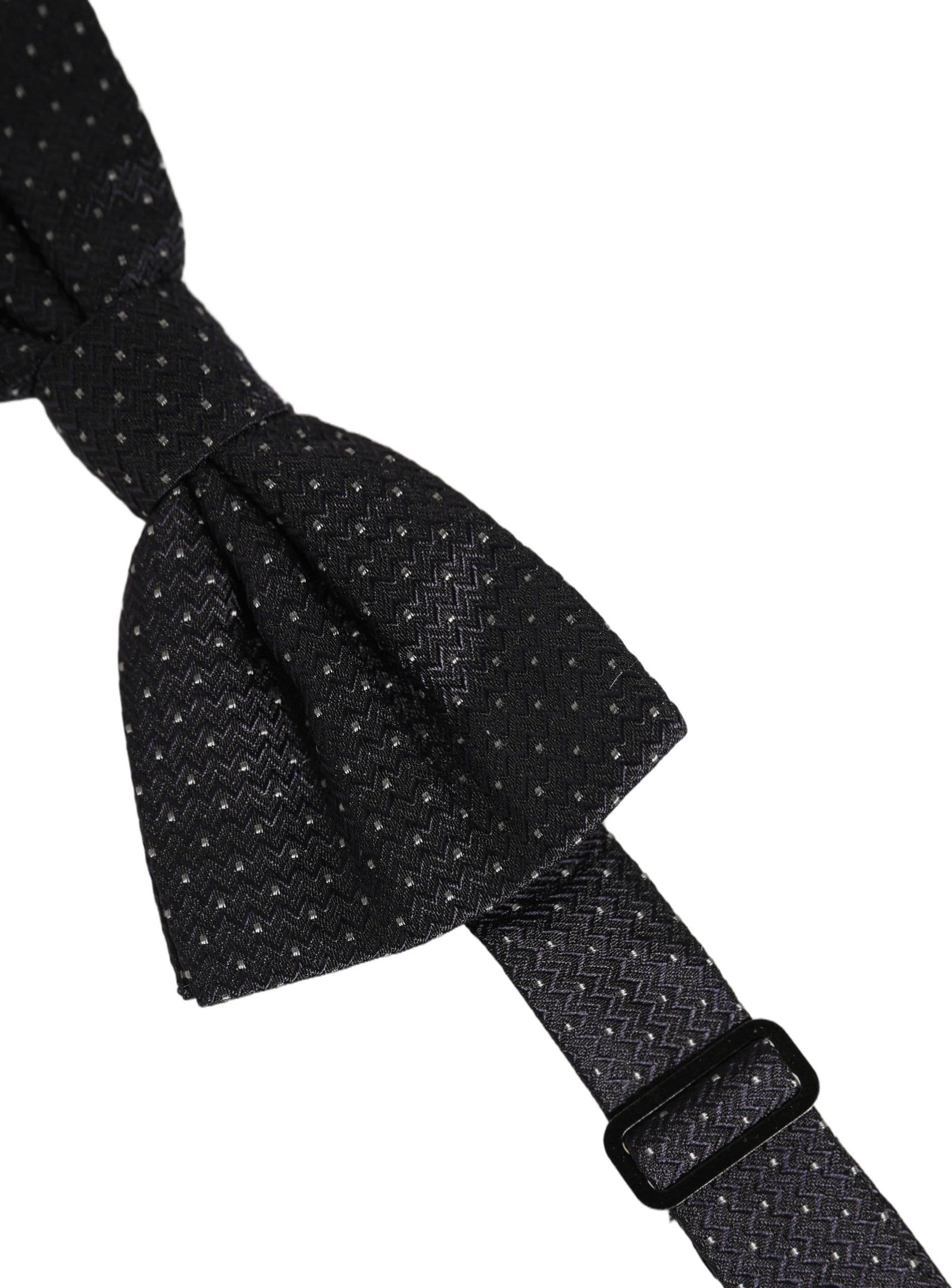 Dolce & Gabbana Black White Polka Dot Adjustable Neck Papillon Bow Tie - 4