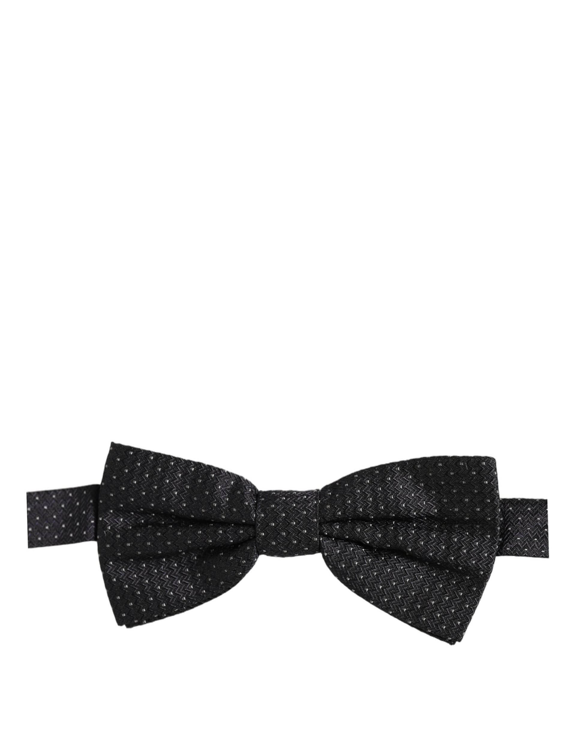 Dolce & Gabbana Black White Polka Dot Adjustable Neck Papillon Bow Tie - 6