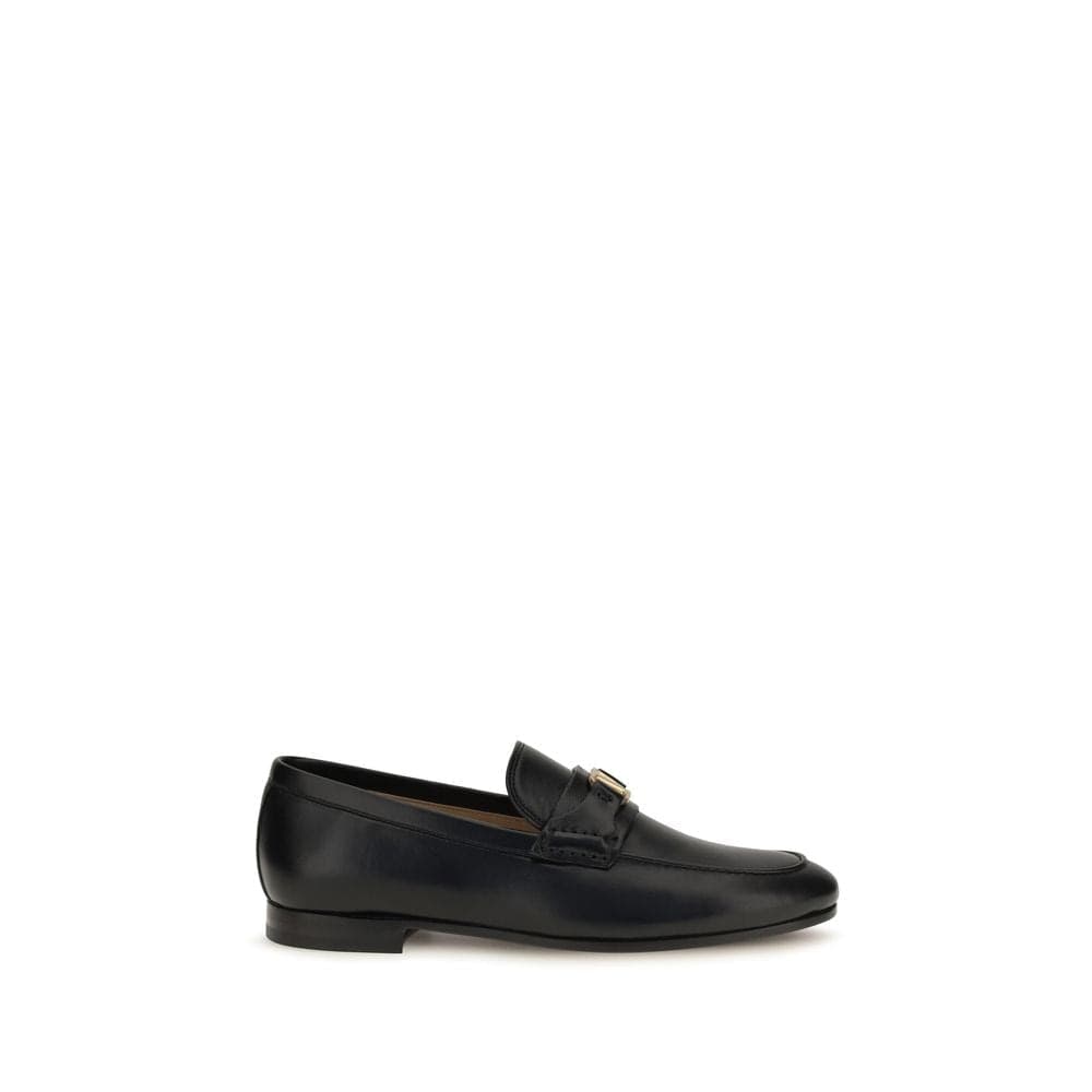 Valentino Garavani Black Calf Leather Bos Taurus Slip-On Loafers