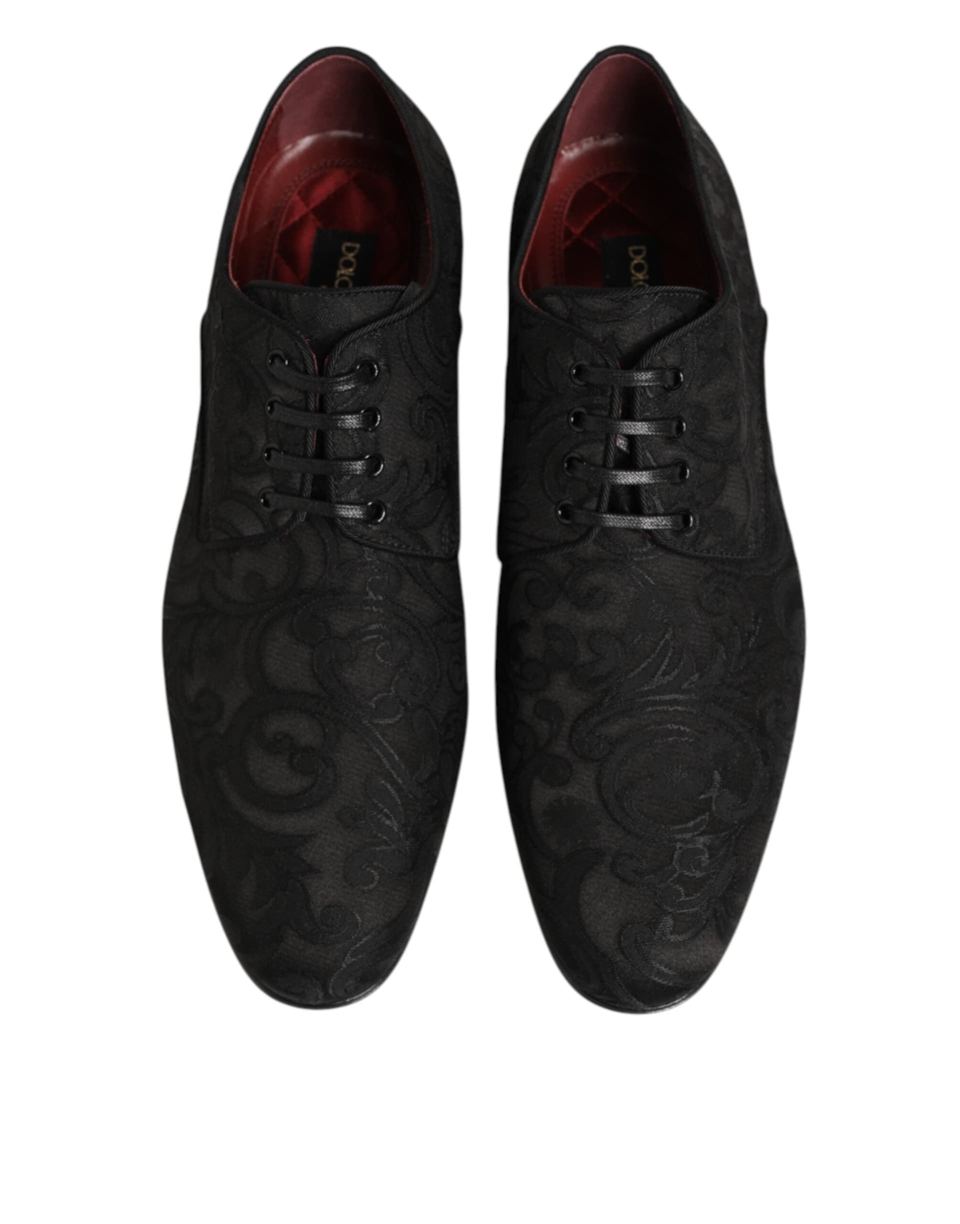 Dolce & Gabbana Black Brocade Lace Up Derby Men Dress Shoes - 2