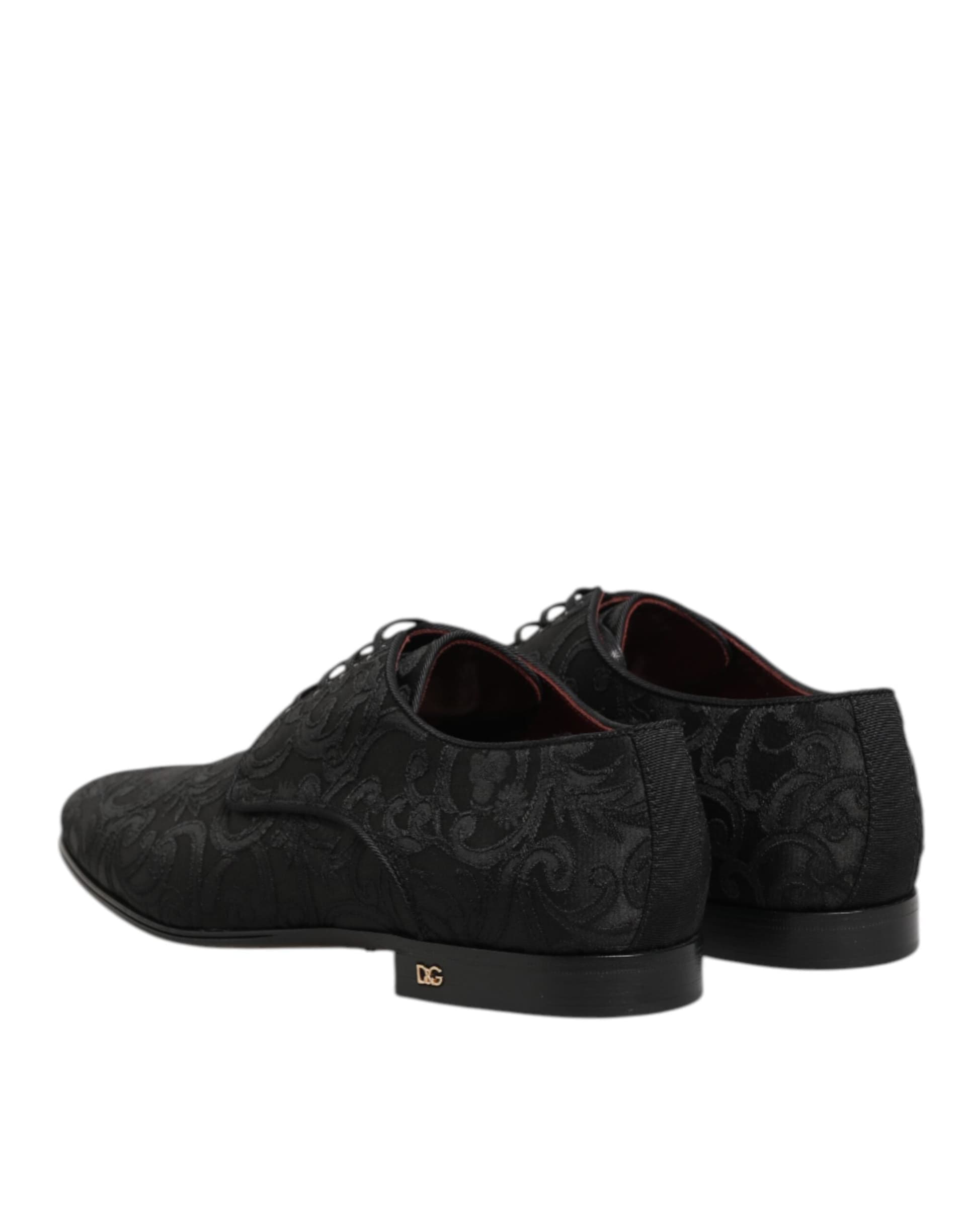 Dolce & Gabbana Black Brocade Lace Up Derby Men Dress Shoes - 4