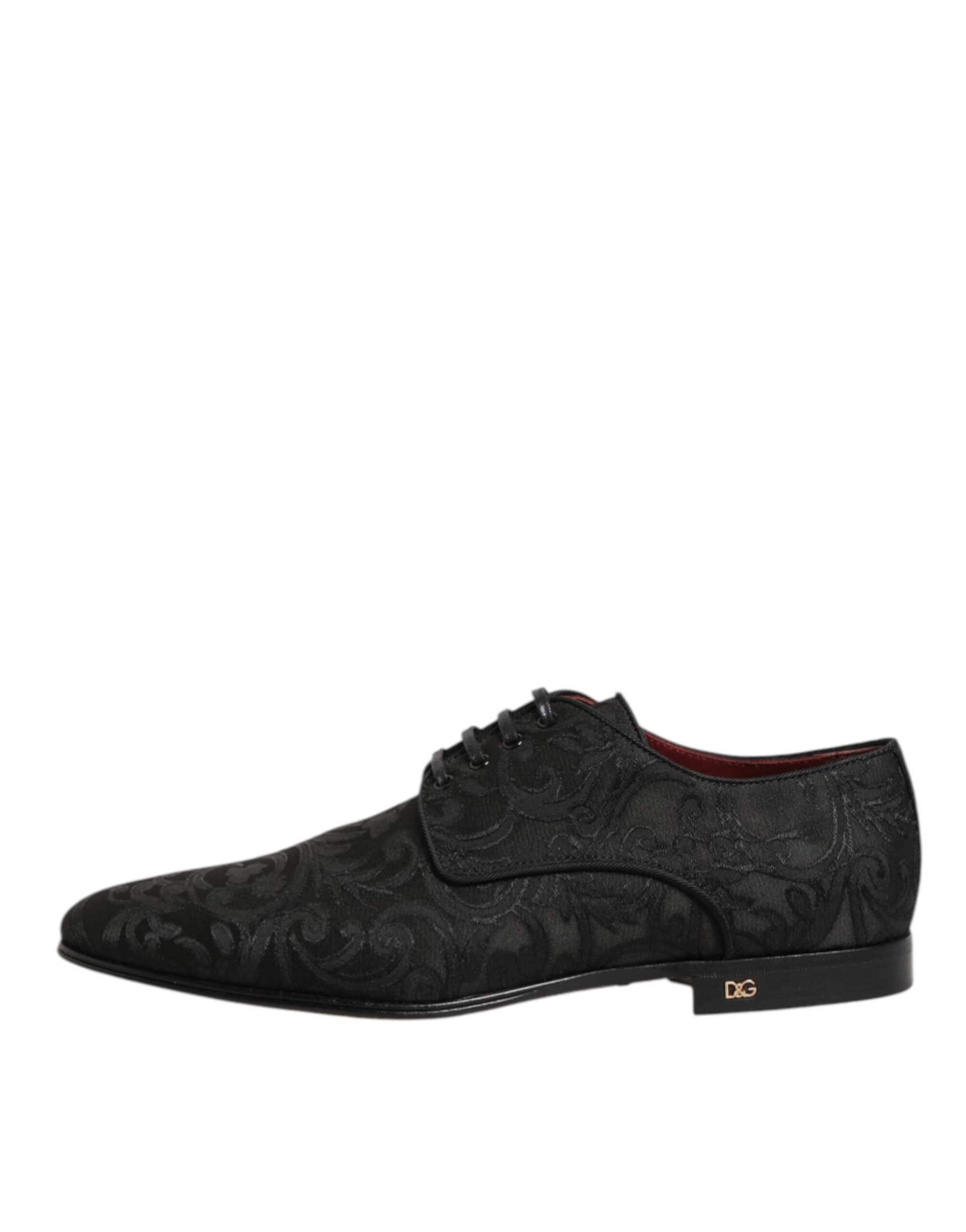 Dolce & Gabbana Black Brocade Lace Up Derby Men Dress Shoes - 5