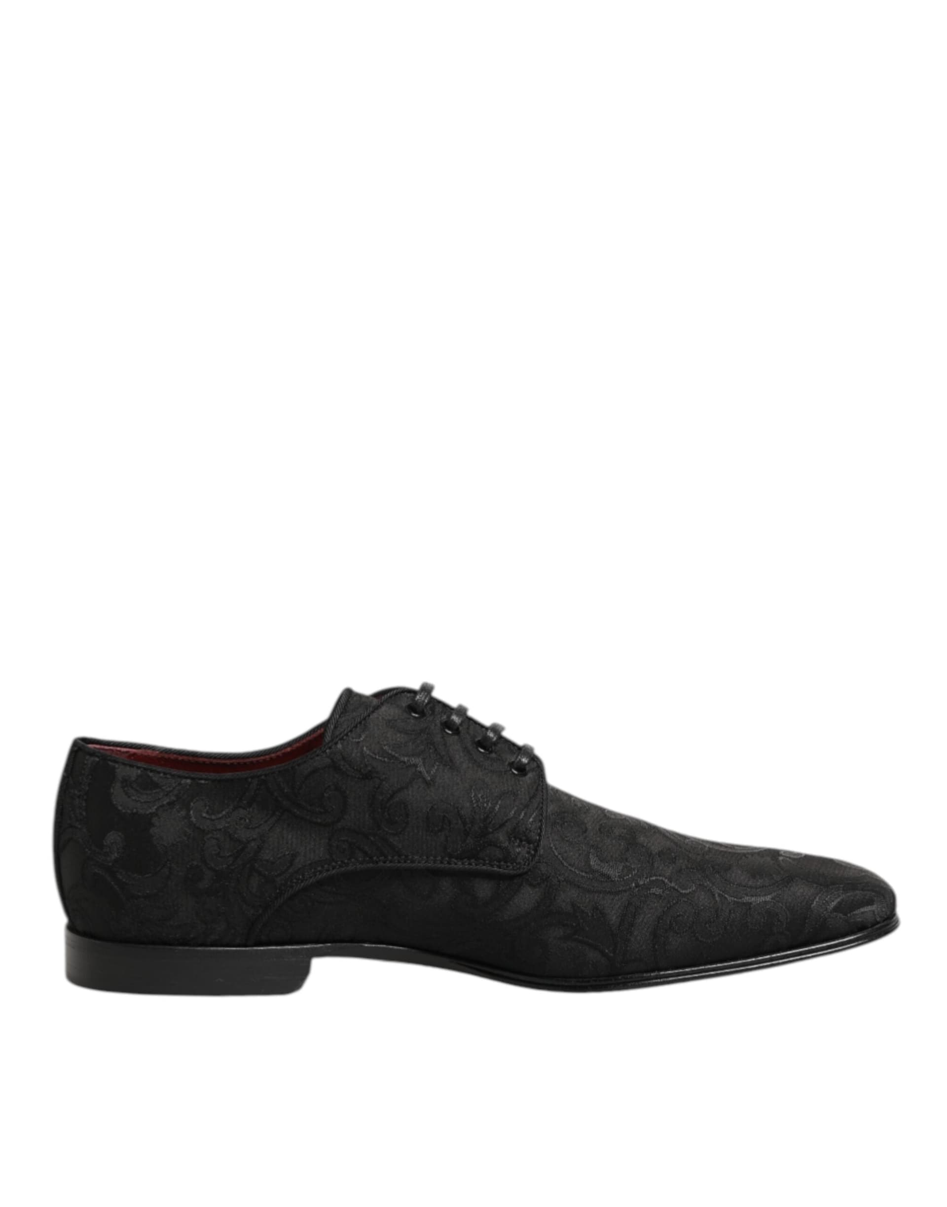 Dolce & Gabbana Black Brocade Lace Up Derby Men Dress Shoes - 6