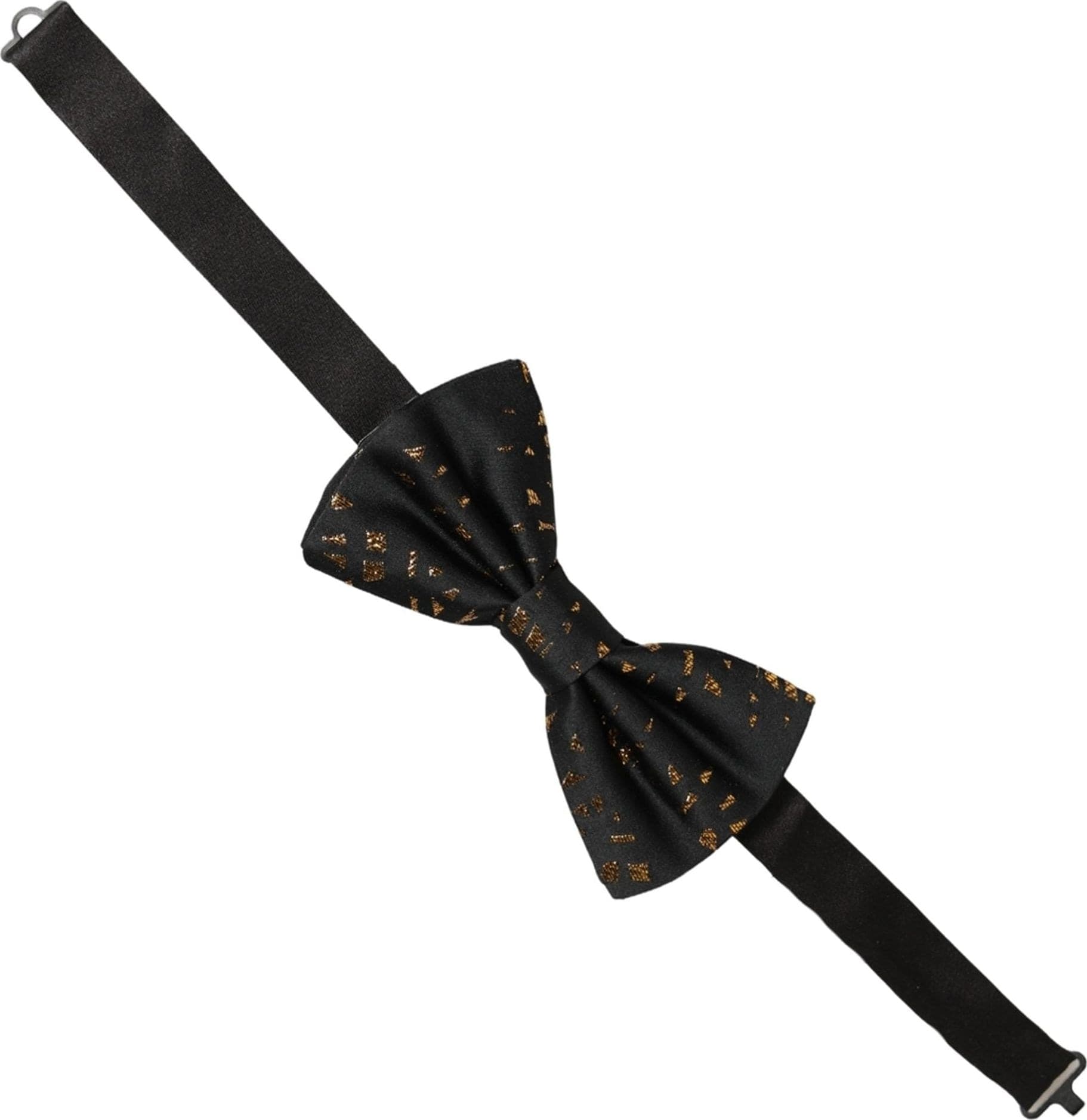 Dolce & Gabbana Black Gold Speckle Pattern Adjustable Neck Papillon Bow Tie - 2