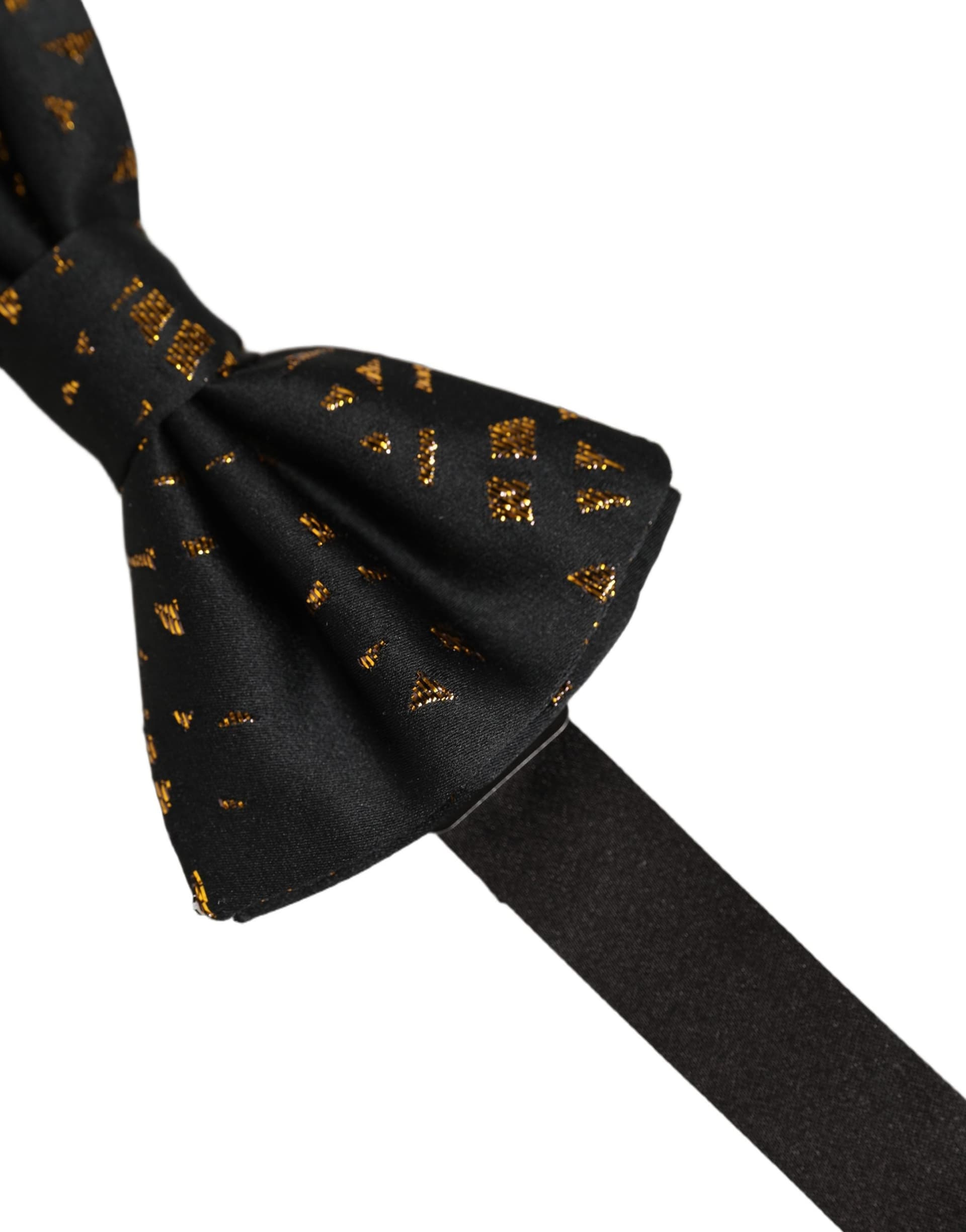 Dolce & Gabbana Black Gold Speckle Pattern Adjustable Neck Papillon Bow Tie - 3