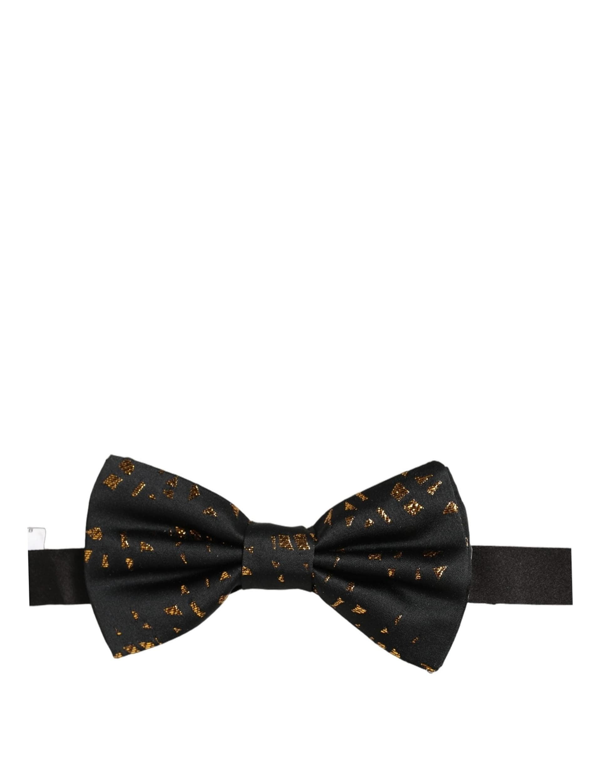 Dolce & Gabbana Black Gold Speckle Pattern Adjustable Neck Papillon Bow Tie - 4