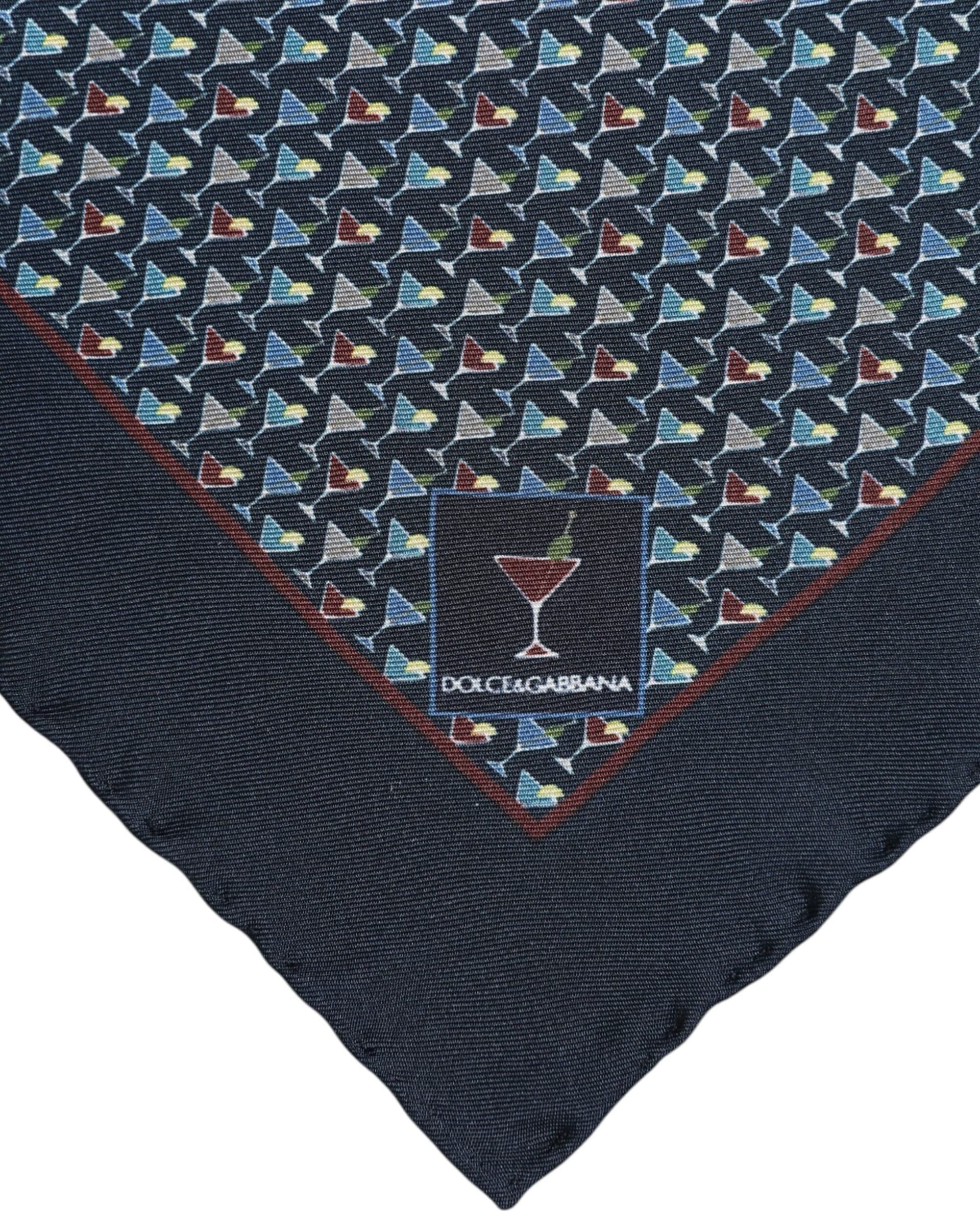 Dolce & Gabbana Blue Cocktail Silk Square Foulard Scarf - 4
