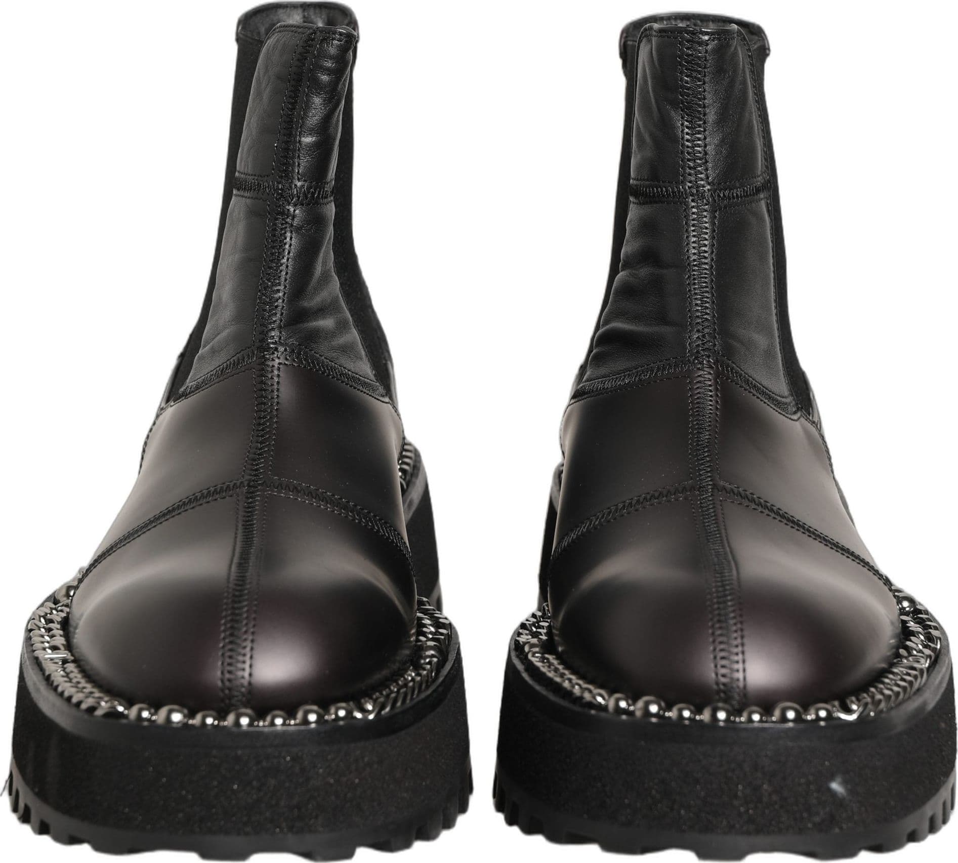 Dolce & Gabbana Black Chelsea Boots Leather Slip On Men Shoes - 6
