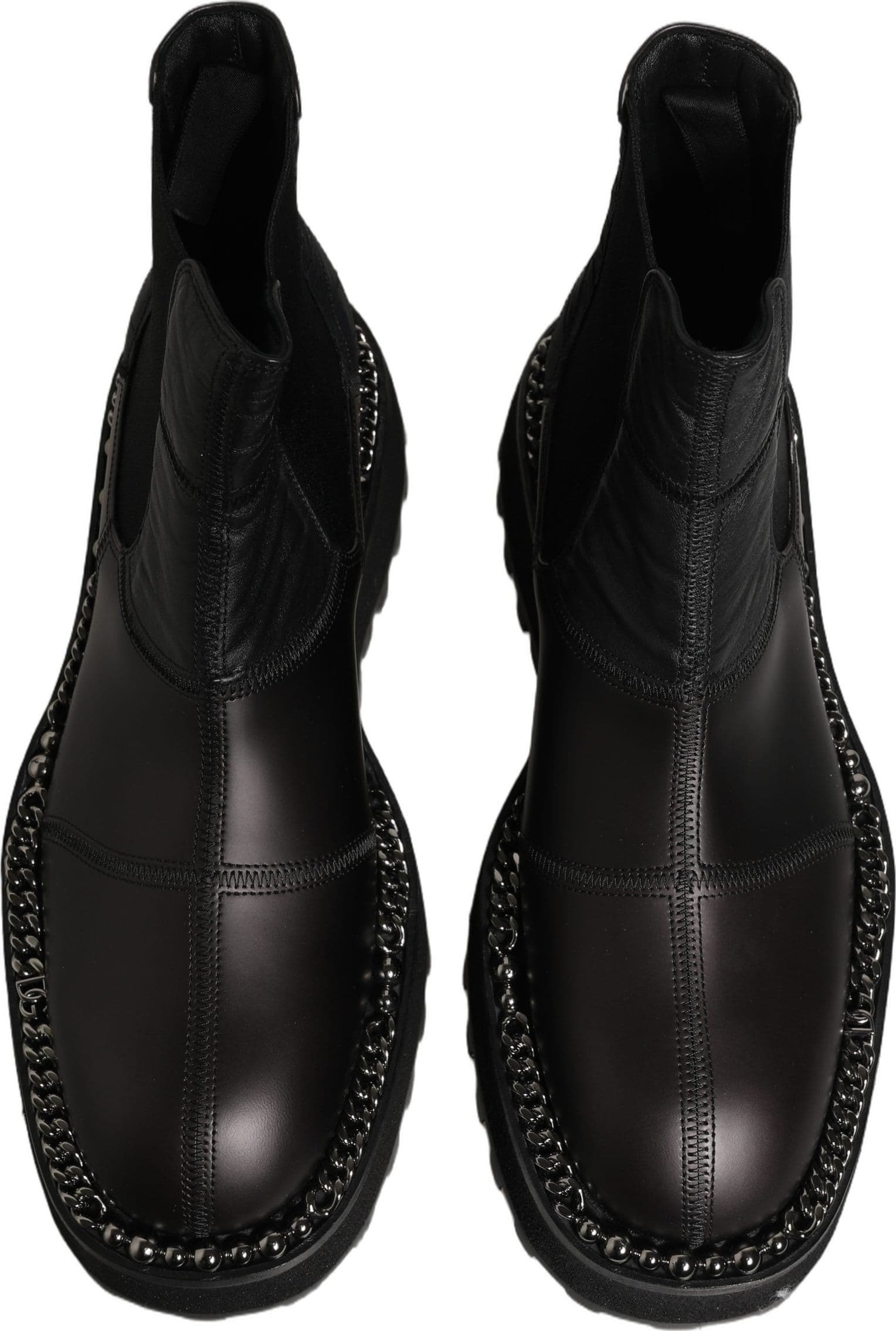 Dolce & Gabbana Black Chelsea Boots Leather Slip On Men Shoes - 7