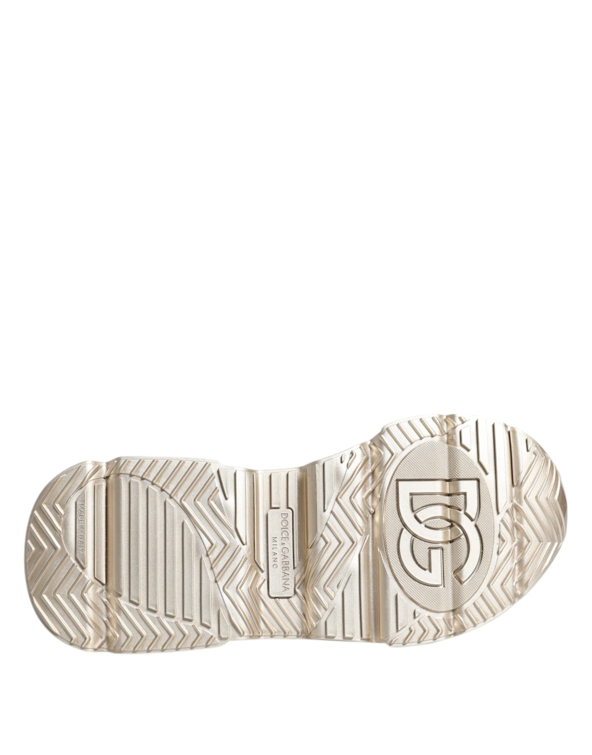 Dolce & Gabbana Gold Sequin Iridiscent Daymaster Sneakers Shoes - 8