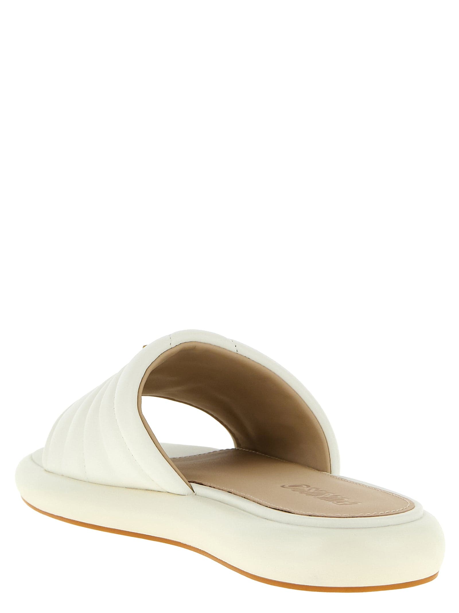 PINKO White Lambskin Slides - 3