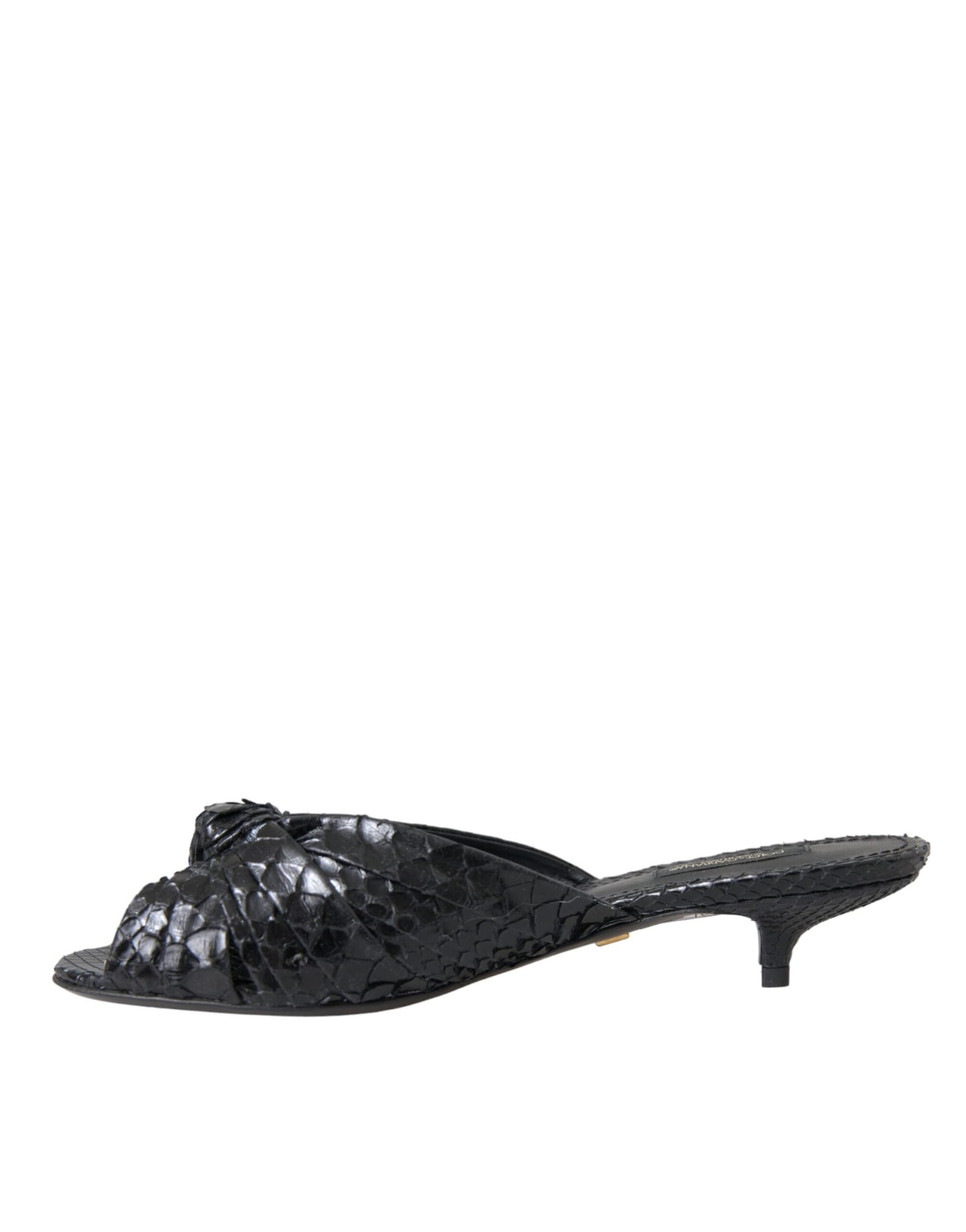Dolce & Gabbana Black Exotic Leather Heels Slides Shoes - 4