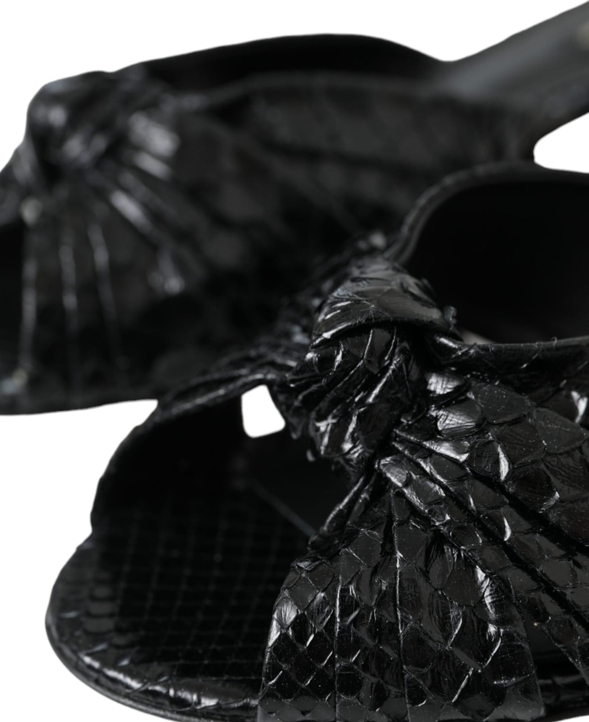 Dolce & Gabbana Black Exotic Leather Heels Slides Shoes - 8