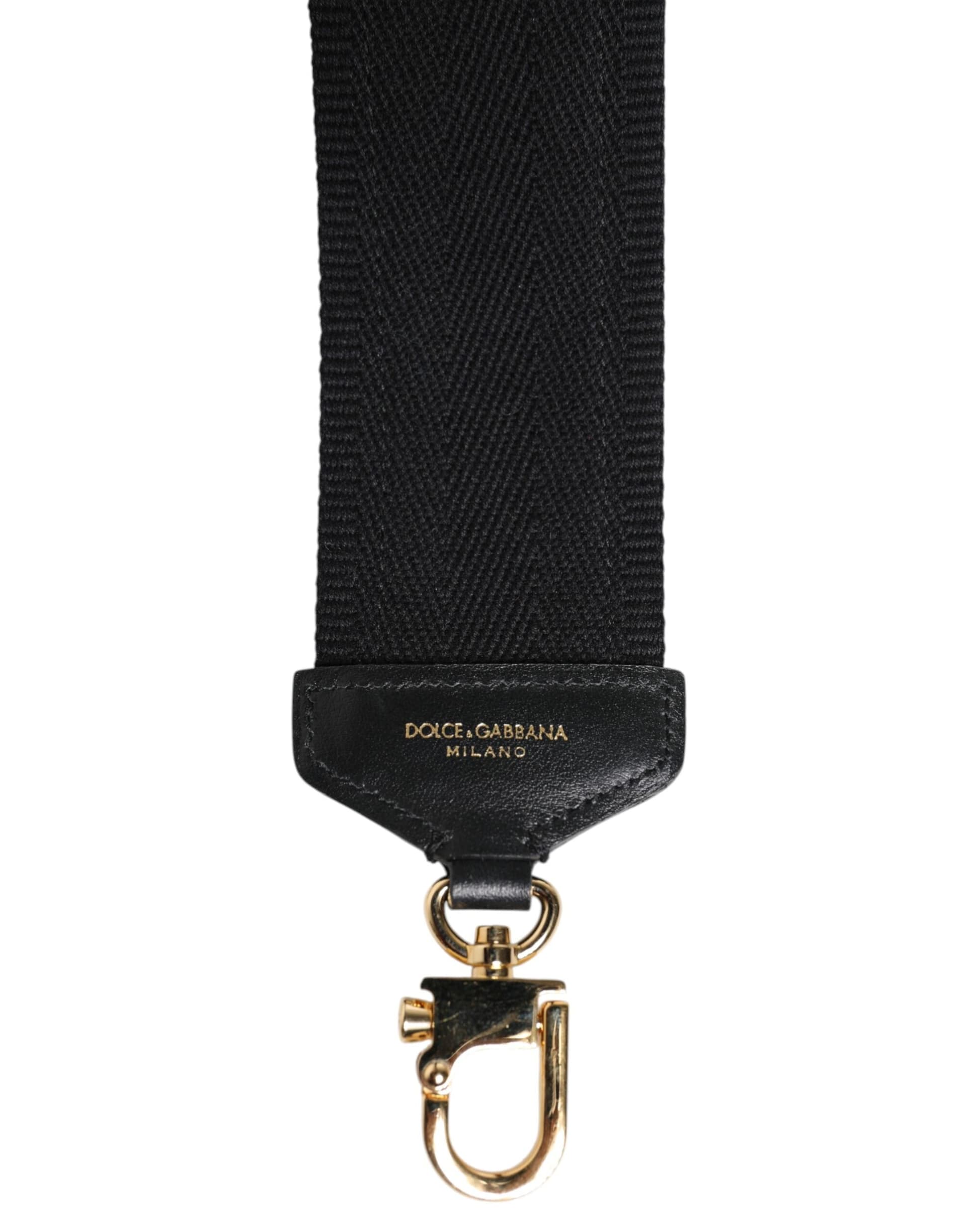 Dolce & Gabbana Black Cotton Printed Women Bag Accessory Shoulder Strap - 5