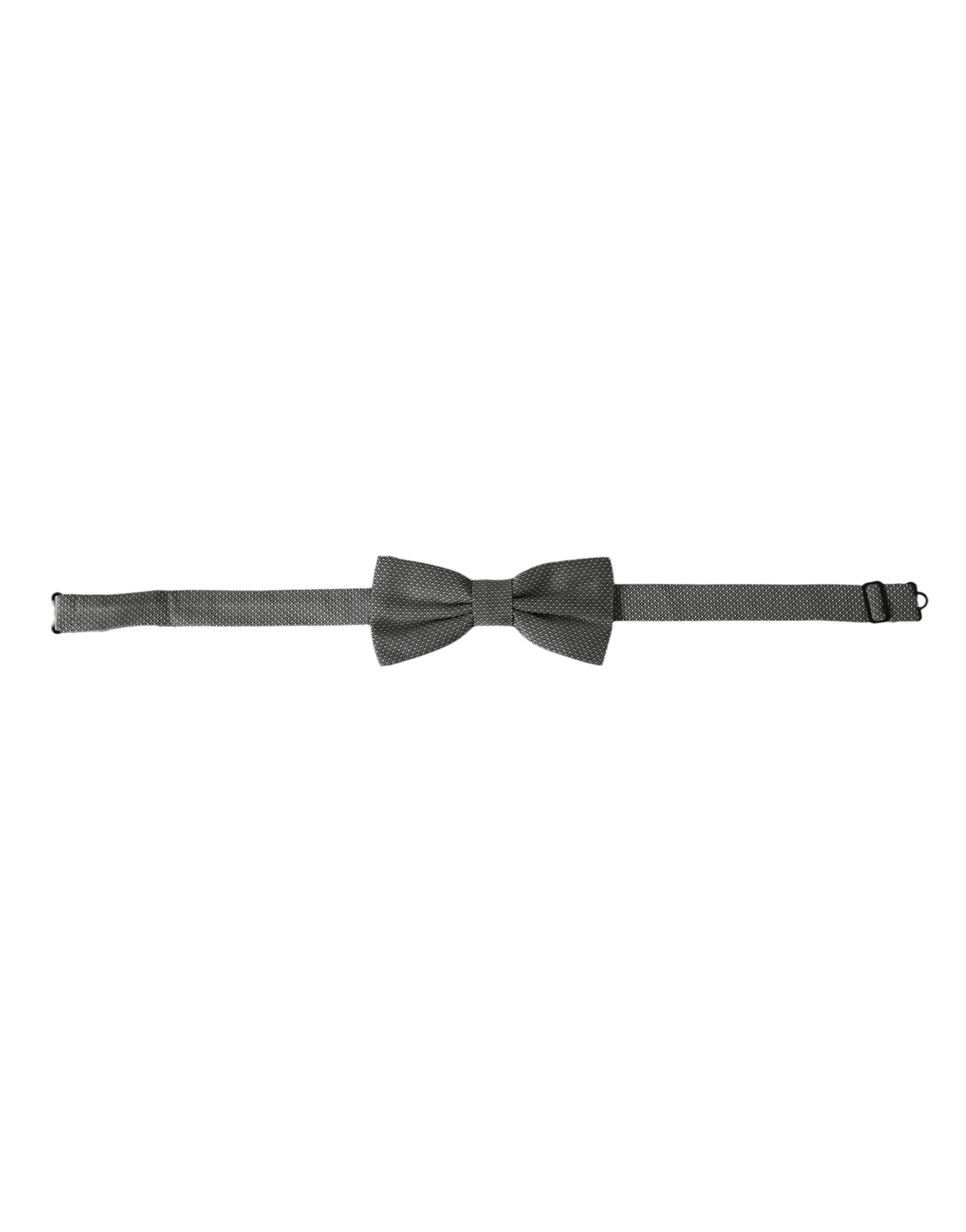 Dolce & Gabbana Gray Silk Patterned Adjustable Neck Men Papillon Bow Tie - 2