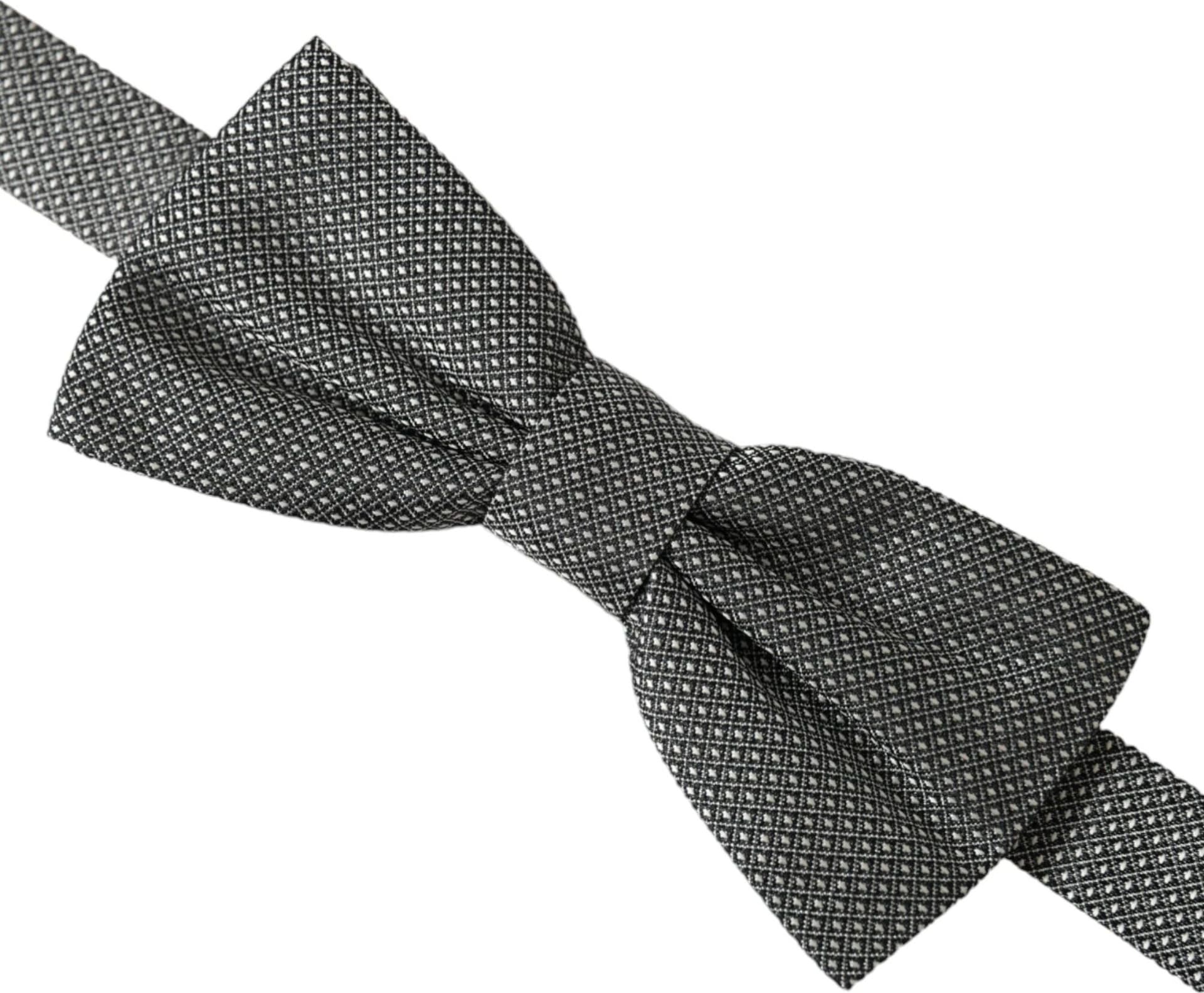 Dolce & Gabbana Gray Silk Patterned Adjustable Neck Men Papillon Bow Tie - 3