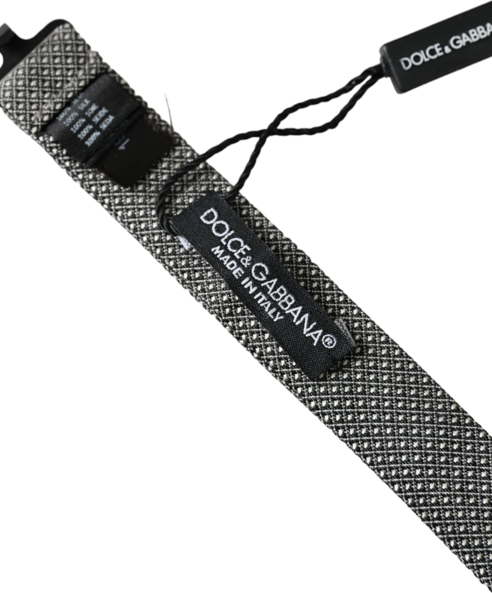 Dolce & Gabbana Gray Silk Patterned Adjustable Neck Men Papillon Bow Tie - 4