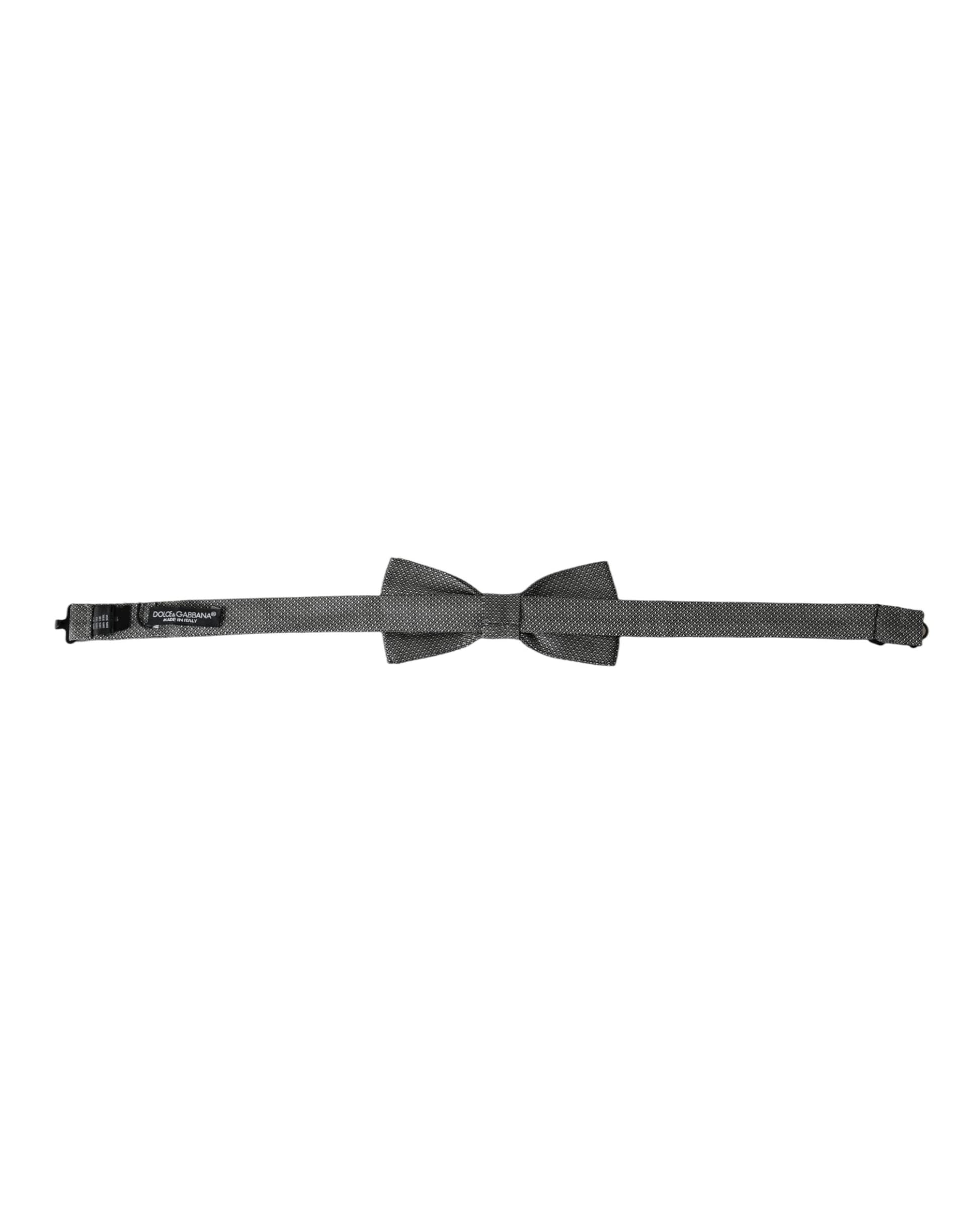 Dolce & Gabbana Gray Silk Patterned Adjustable Neck Men Papillon Bow Tie - 6